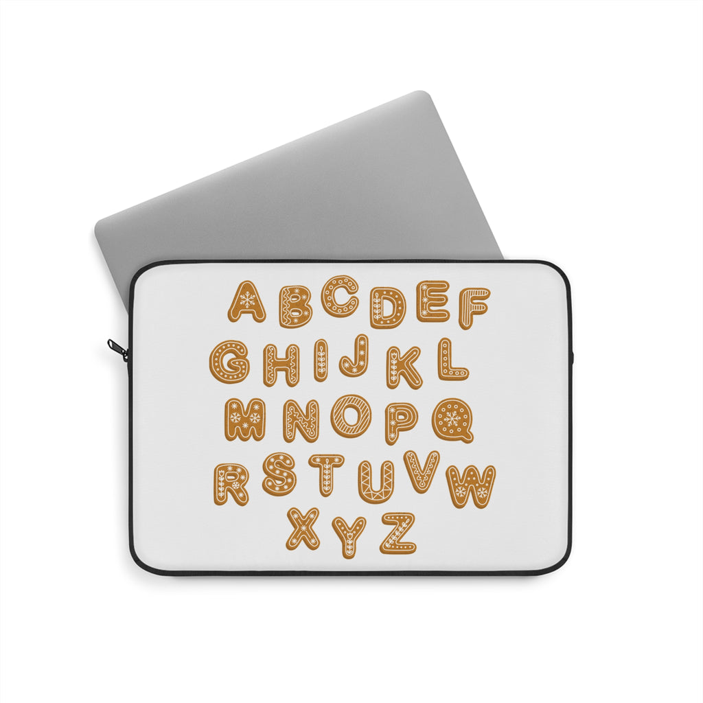 Gingerbread Alphabet Laptop Sleeve | Cookie Letter Pattern