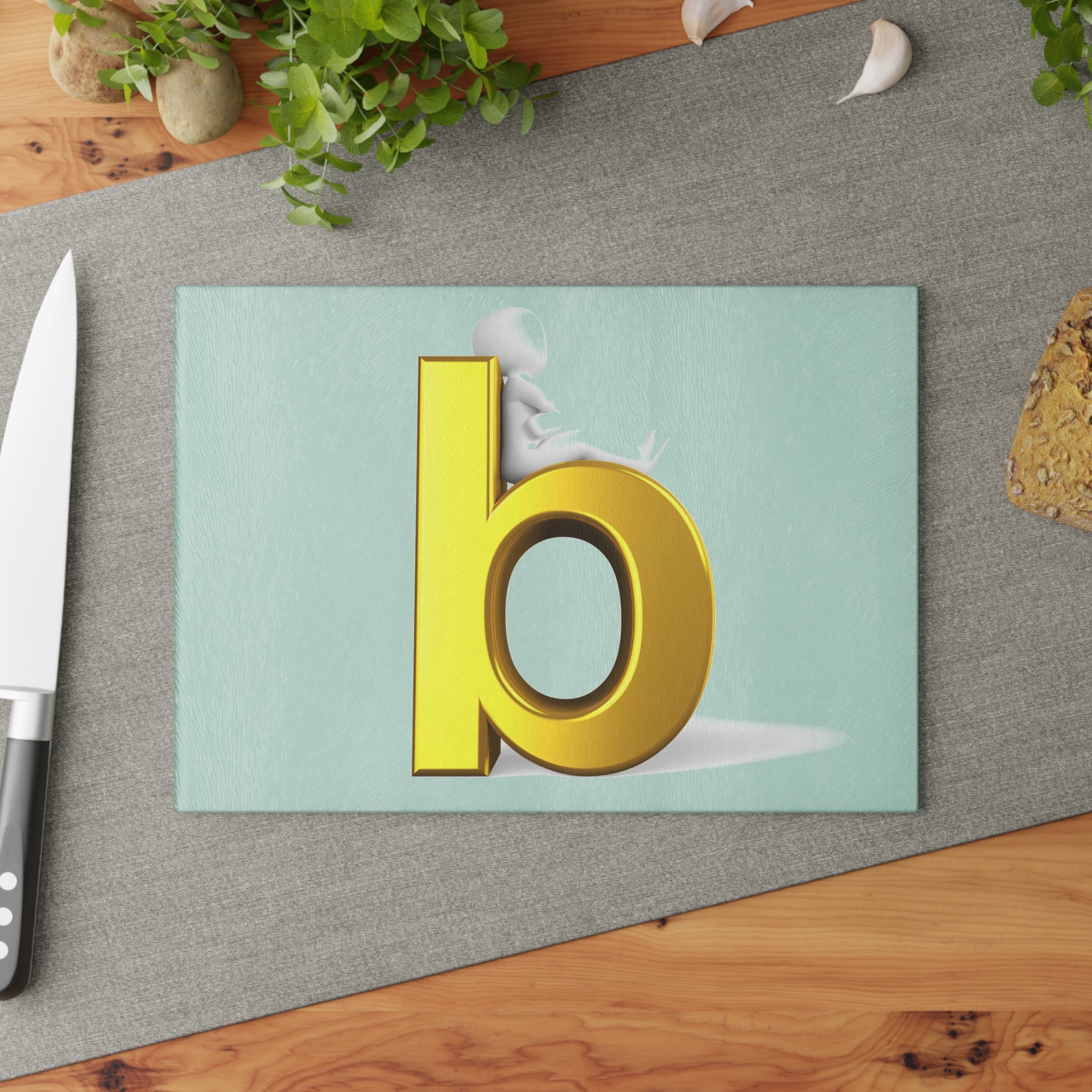Gold 3D Letter B Cutting Board | Glass