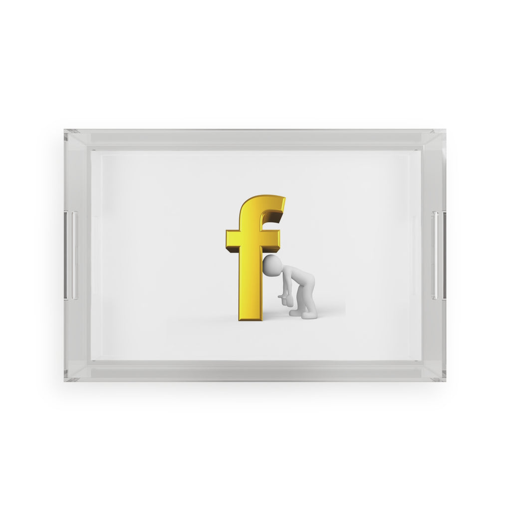 3D Gold Letter F Illustration Acrylic Serving Tray | Icon Decor