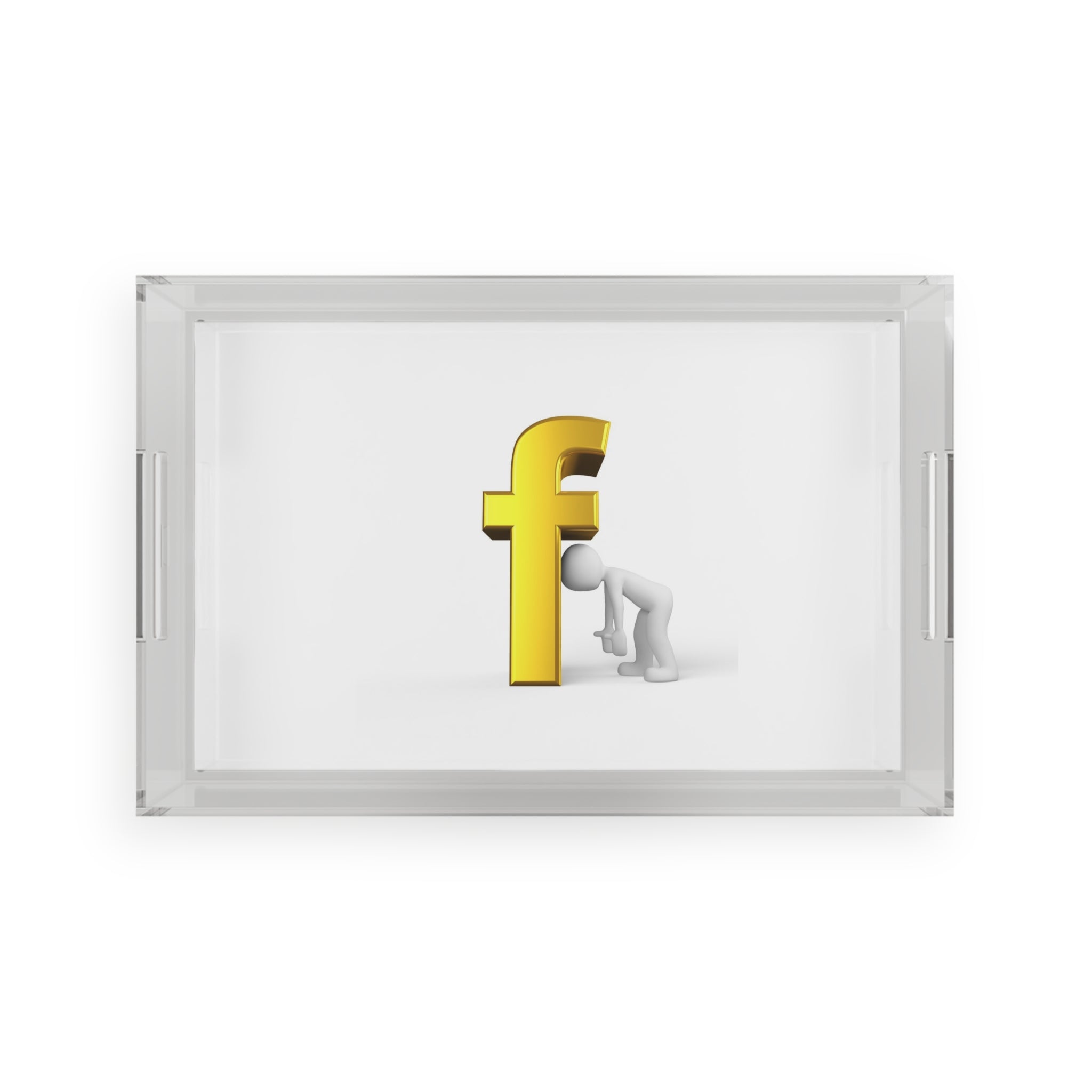 3D Gold Letter F Illustration Acrylic Serving Tray | Icon Decor