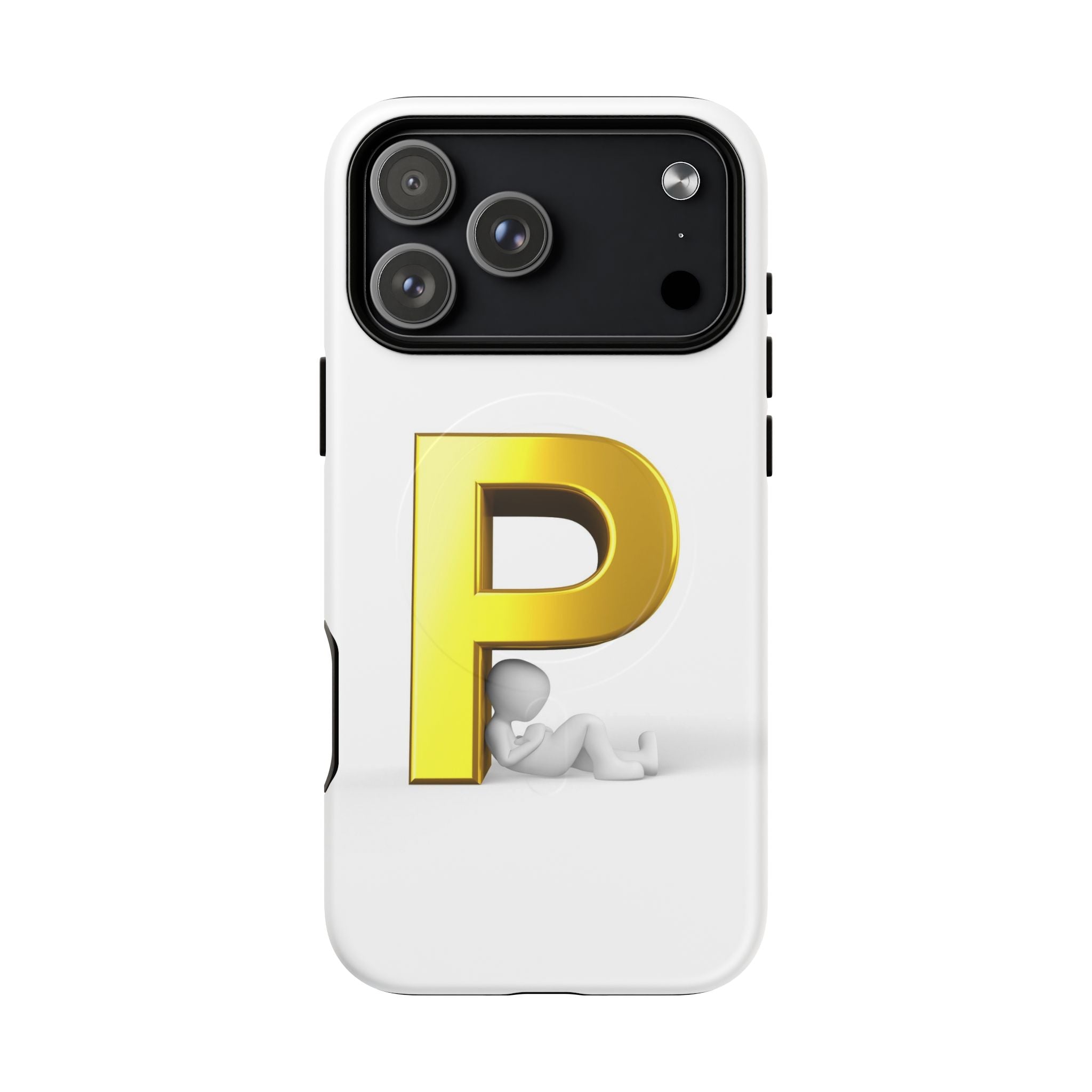 Coque de Téléphone Monogramme Lettre P Dorée | Coque Magnétique Robuste