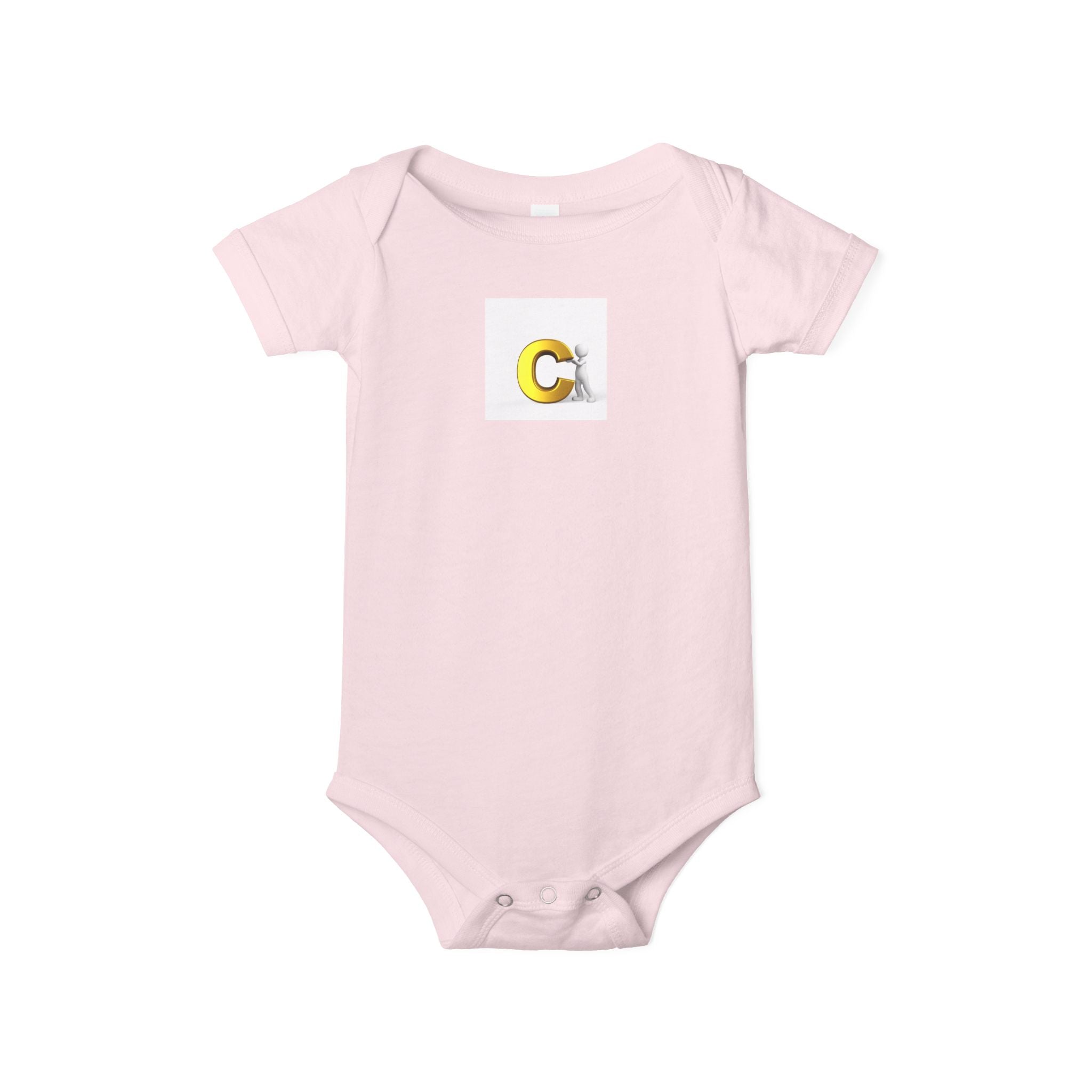 Body bébé une pièce Lettre C Poulet | Body de bébé monogramme initial