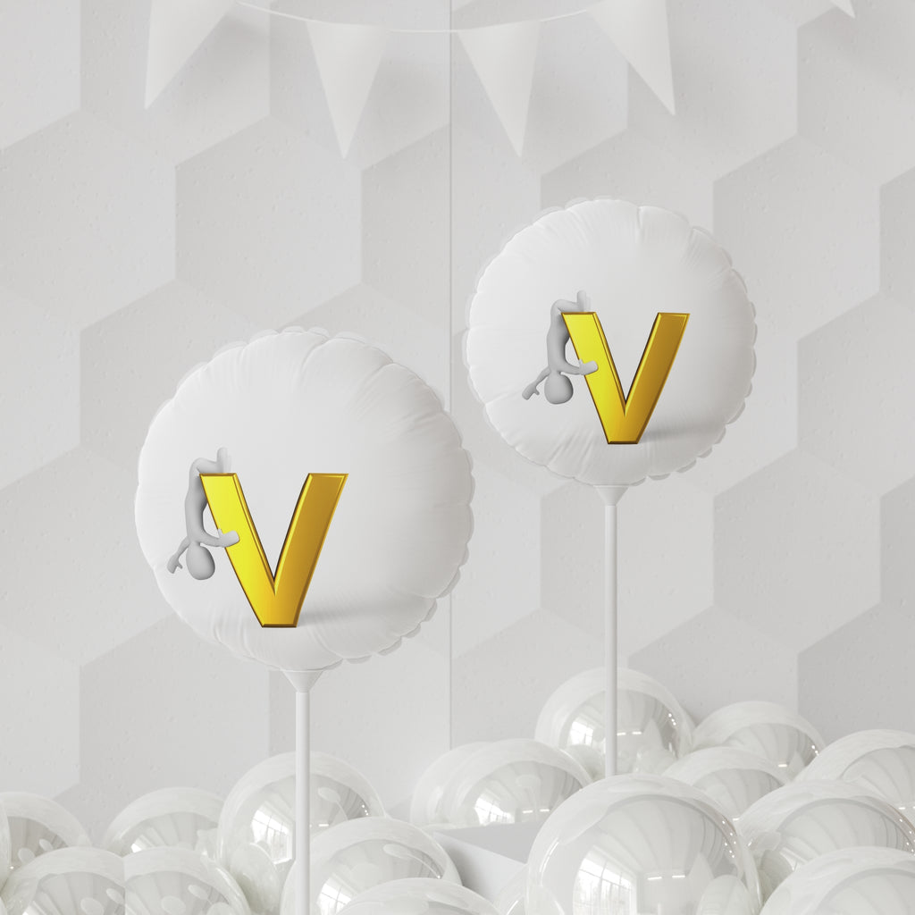 Gold Letter V Balloon 11" Round or Heart-shaped Foil Balloon