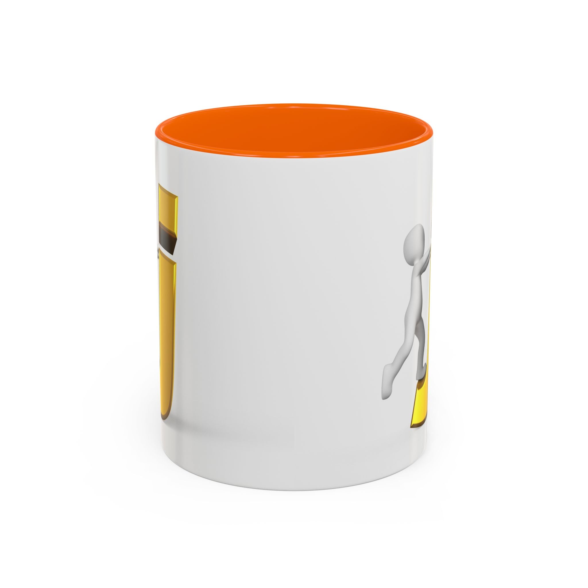 Tasse avec figurine 3D bâton poussant la lettre J dorée | Tasse à café