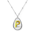 Personalized Oval Necklace — Gold Initial 'P' Monogram Teardrop Pendant