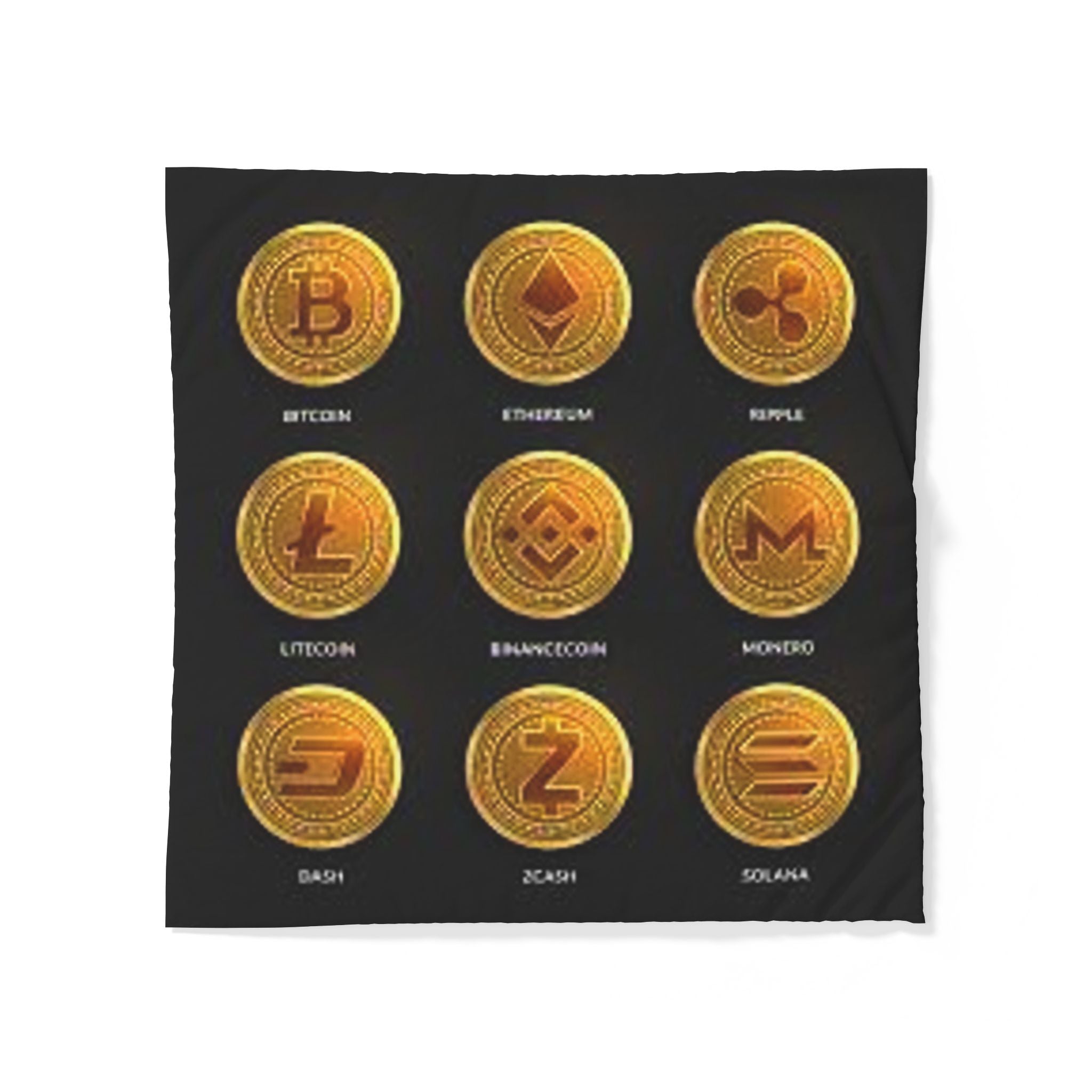 Housse de couette Pièces de monnaie crypto | Bitcoin Ethereum Ripple Litecoin Monero