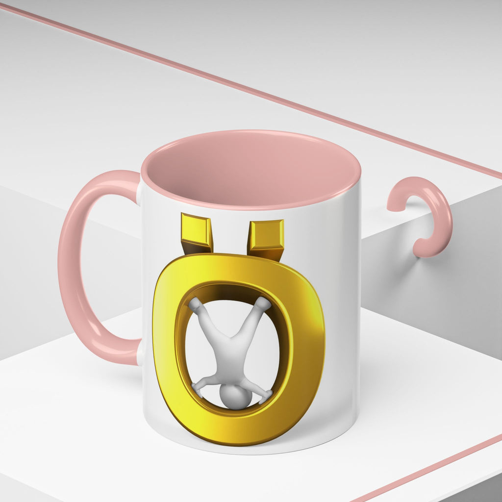 3D Gold Ö Letter Coffee Mug | Accent Handle, Black Interior