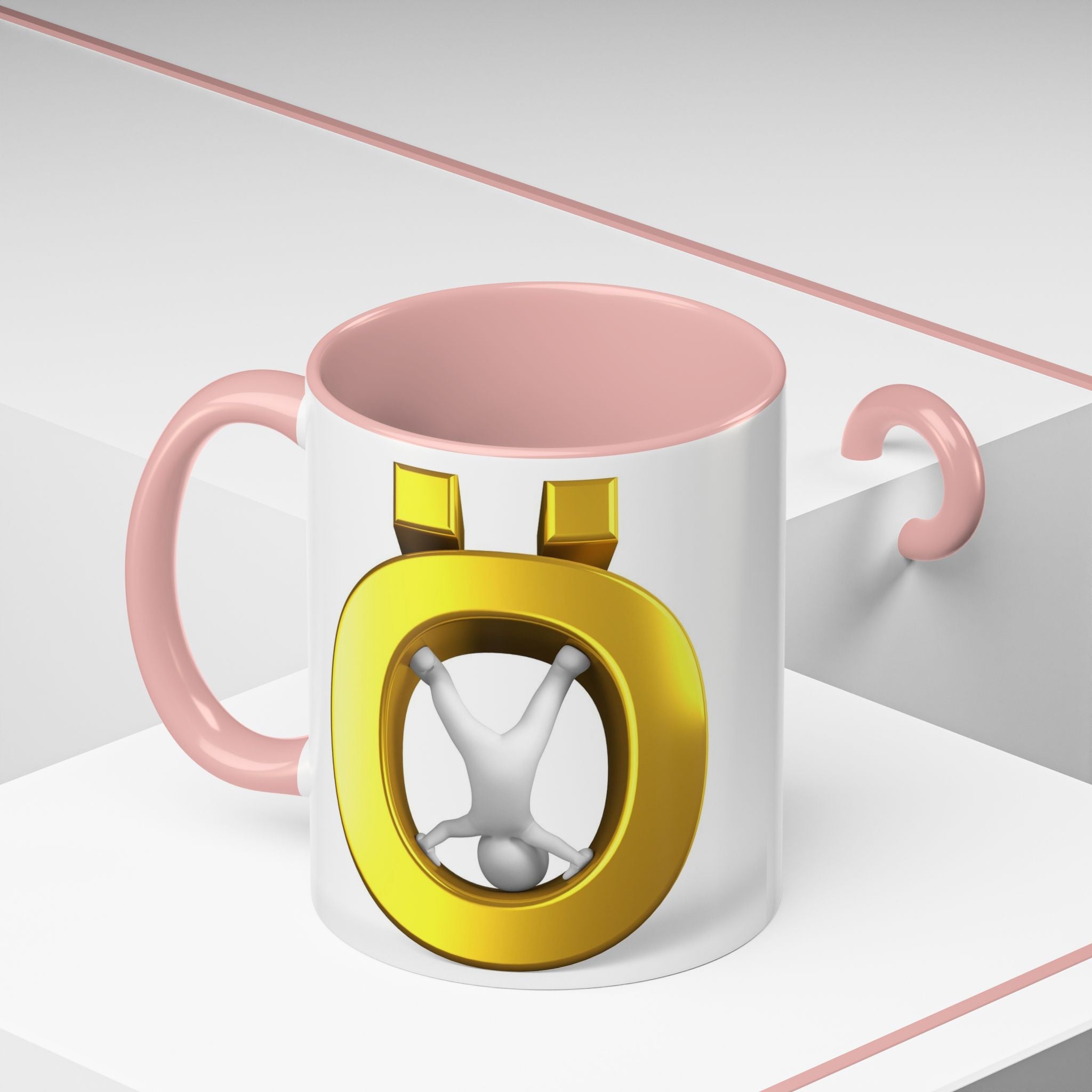 3D Gold Ö Letter Coffee Mug | Accent Handle, Black Interior