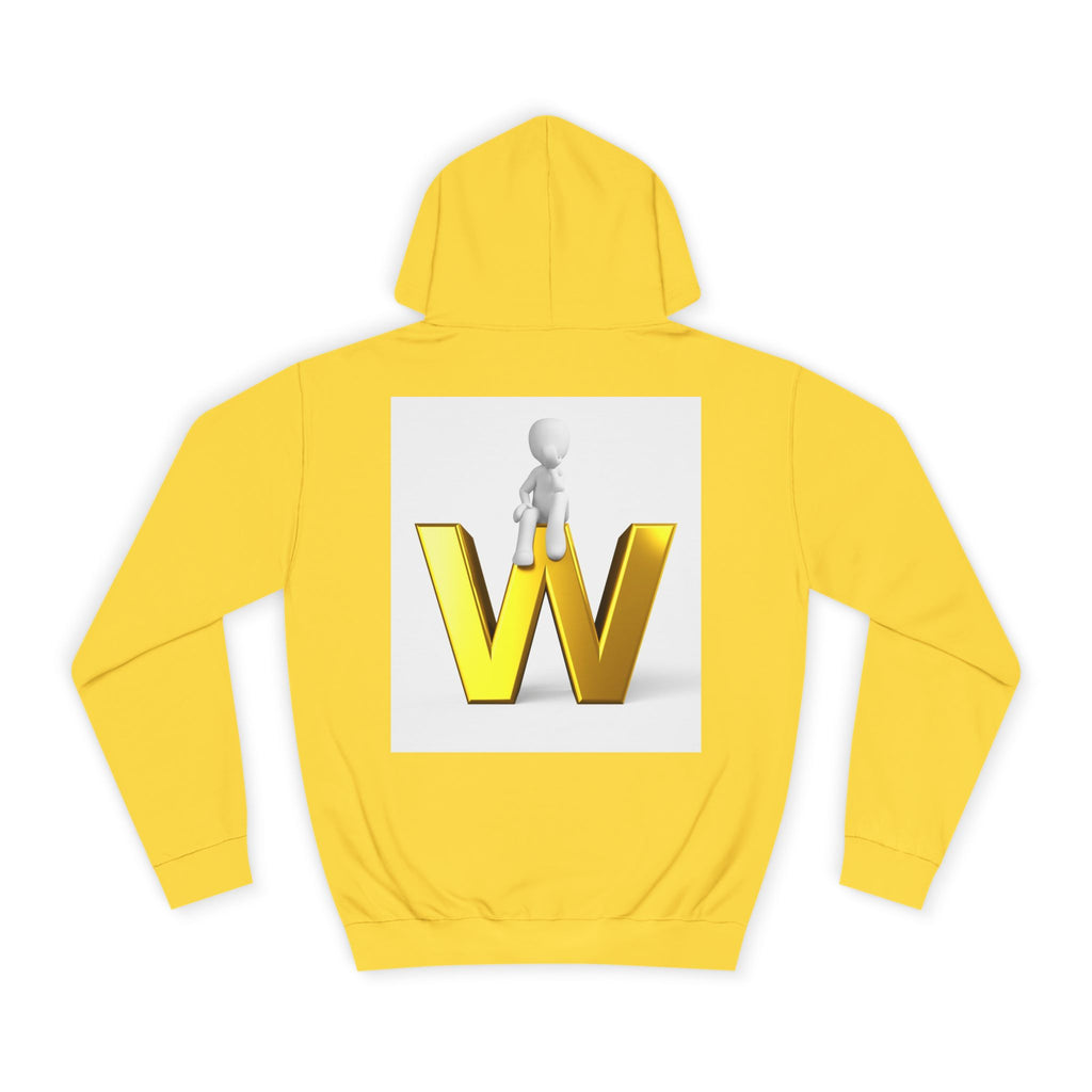 3D Gold W Letter with Sitting Figure Hoodie | Initial W Sweatshirt