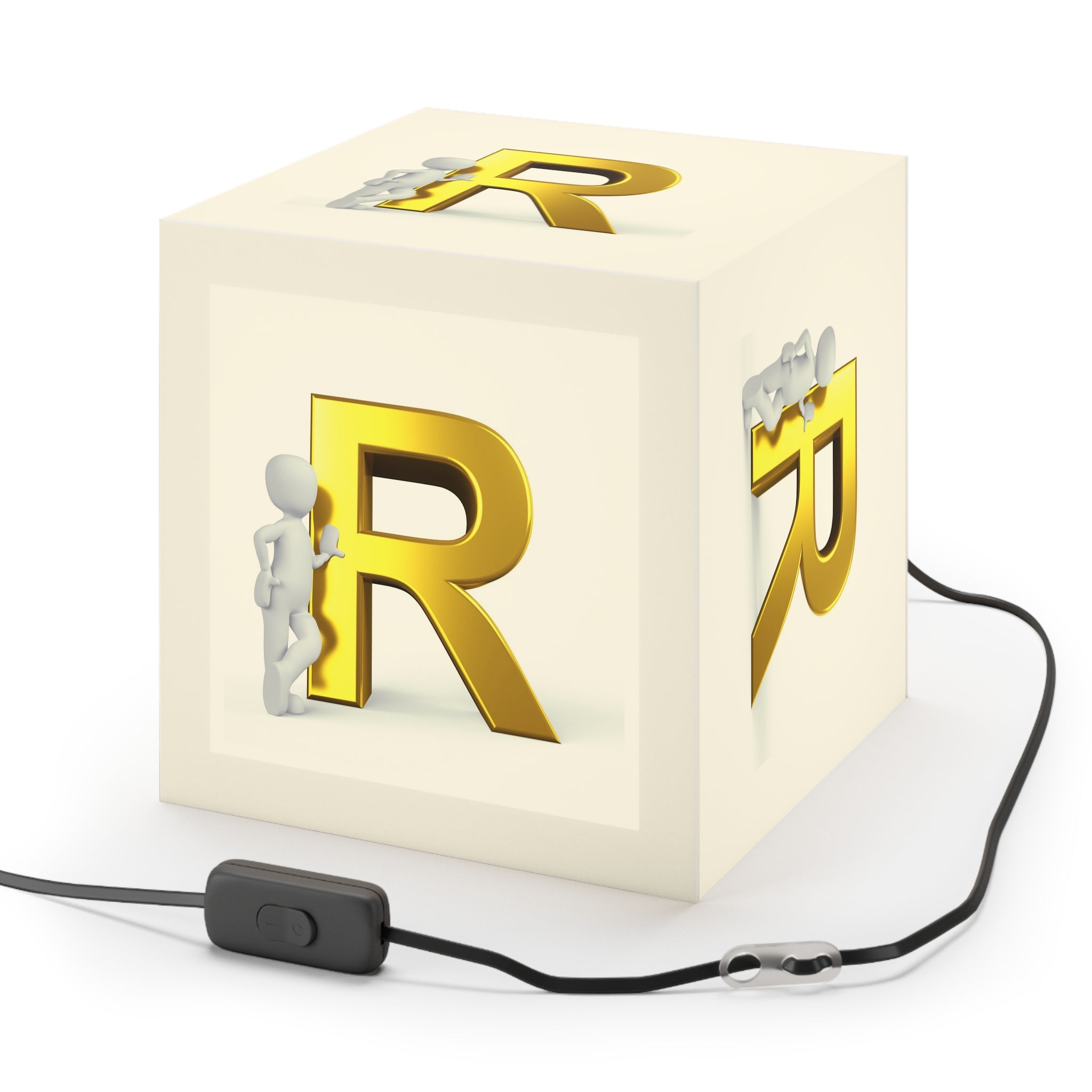 Gold Letter R Cube Lamp | Personalized Initial Light Cube