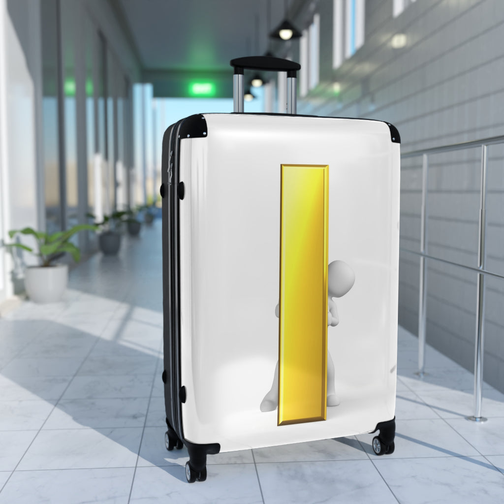 3D Character with Gold Letter i Suitcase | Rolling Luggage