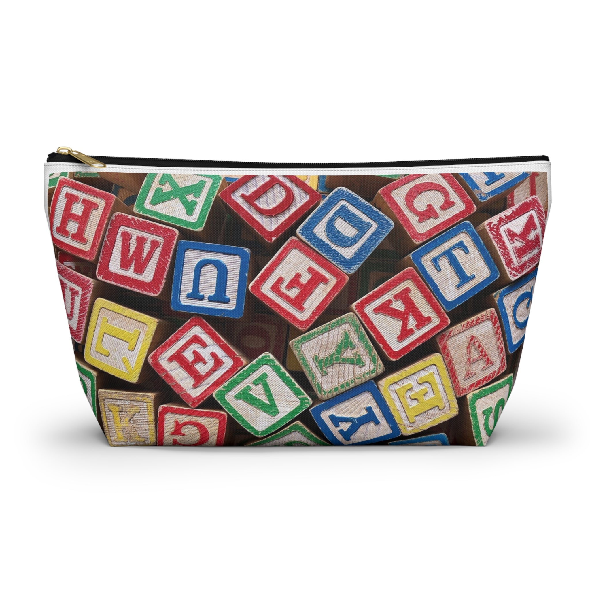 Scattered Wooden Alphabet Blocks Accessory Pouch