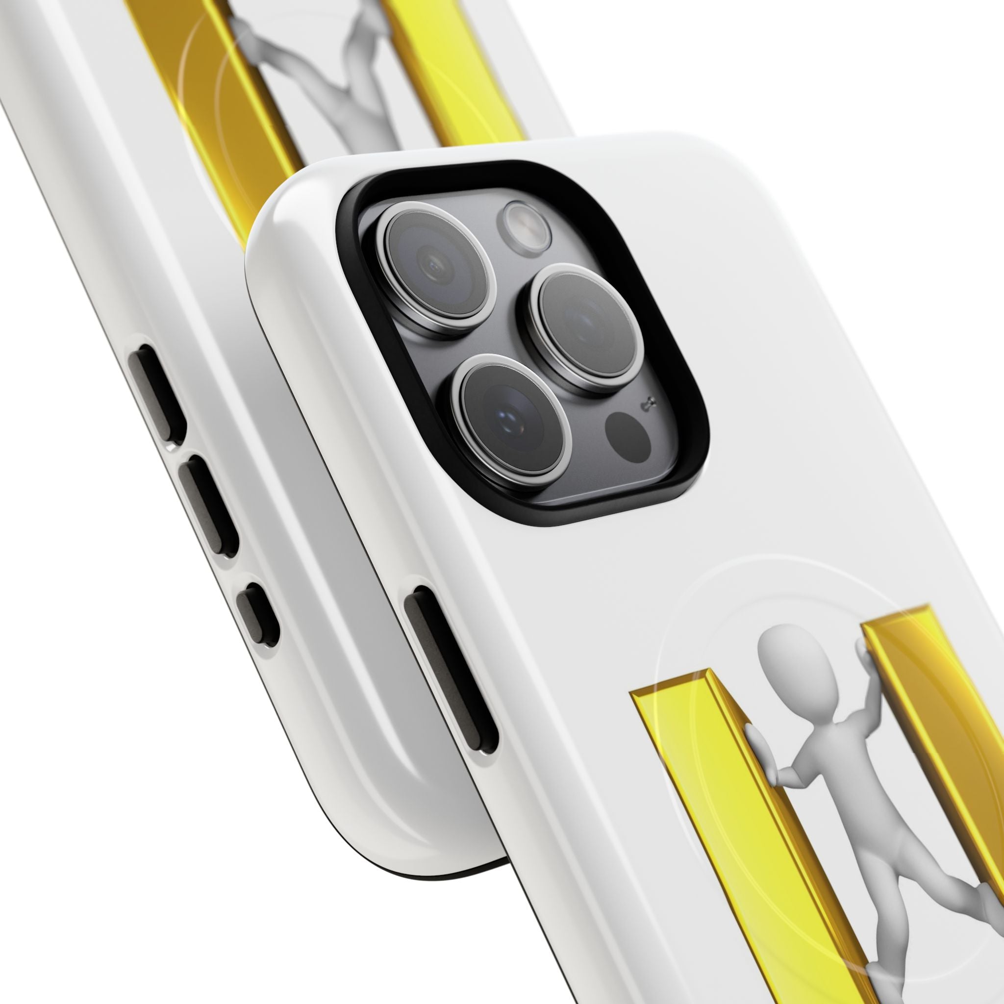 3D Gold U Letter with Stick Figure phone case | Tough Magnetic Case