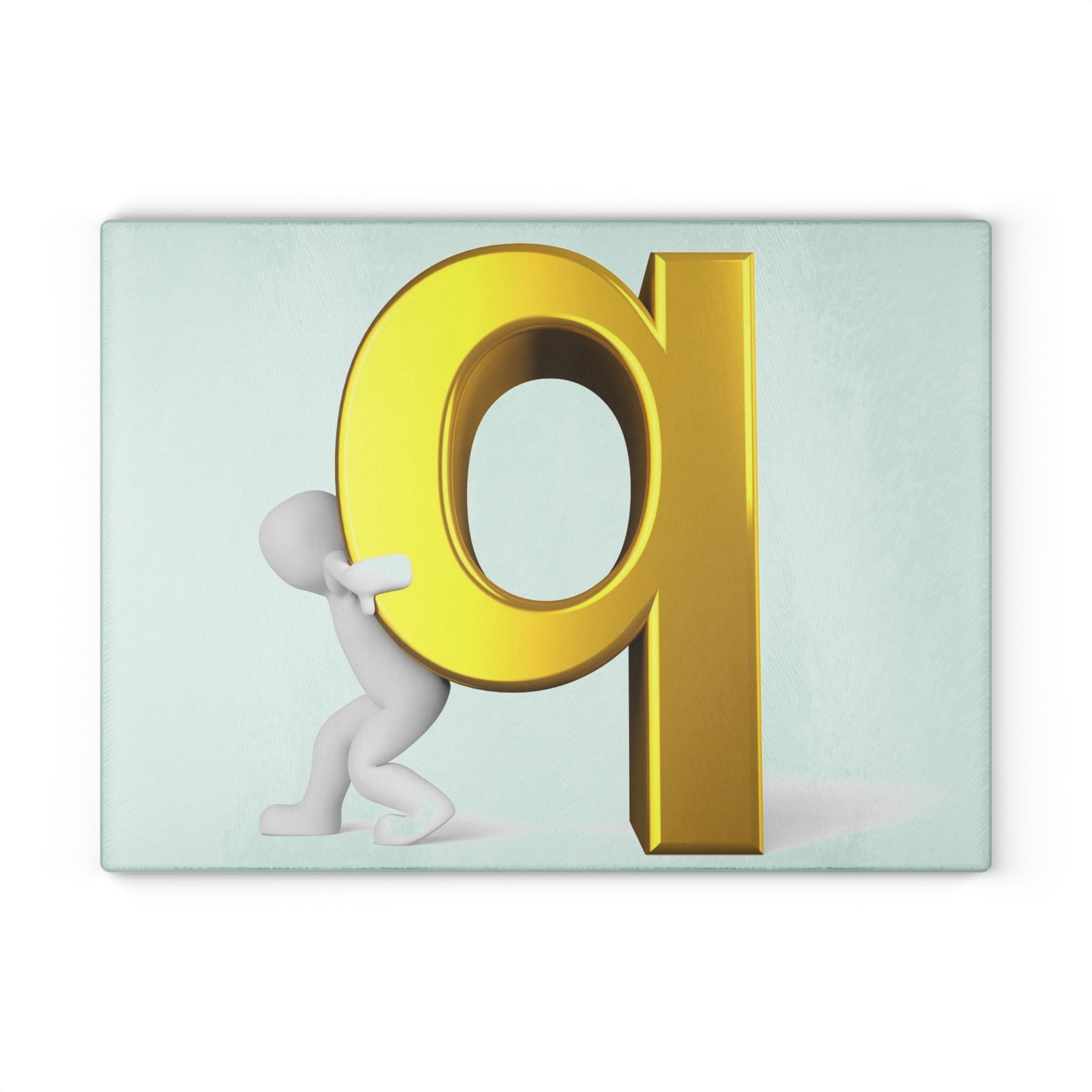 Gold Letter Q with Figure Glass Cutting Board | Decorative Kitchen Chopping Board