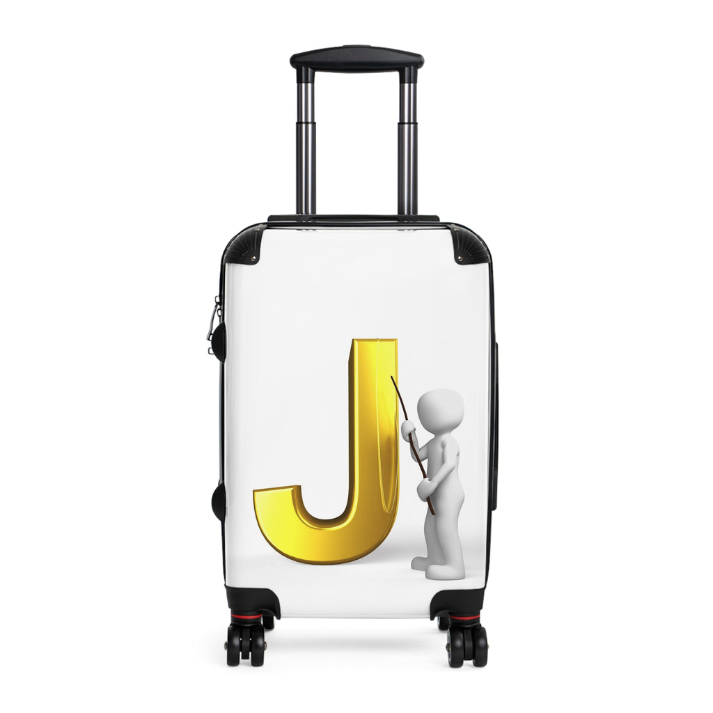 Gold Letter J Monogram Suitcase | Personalized Initial Luggage