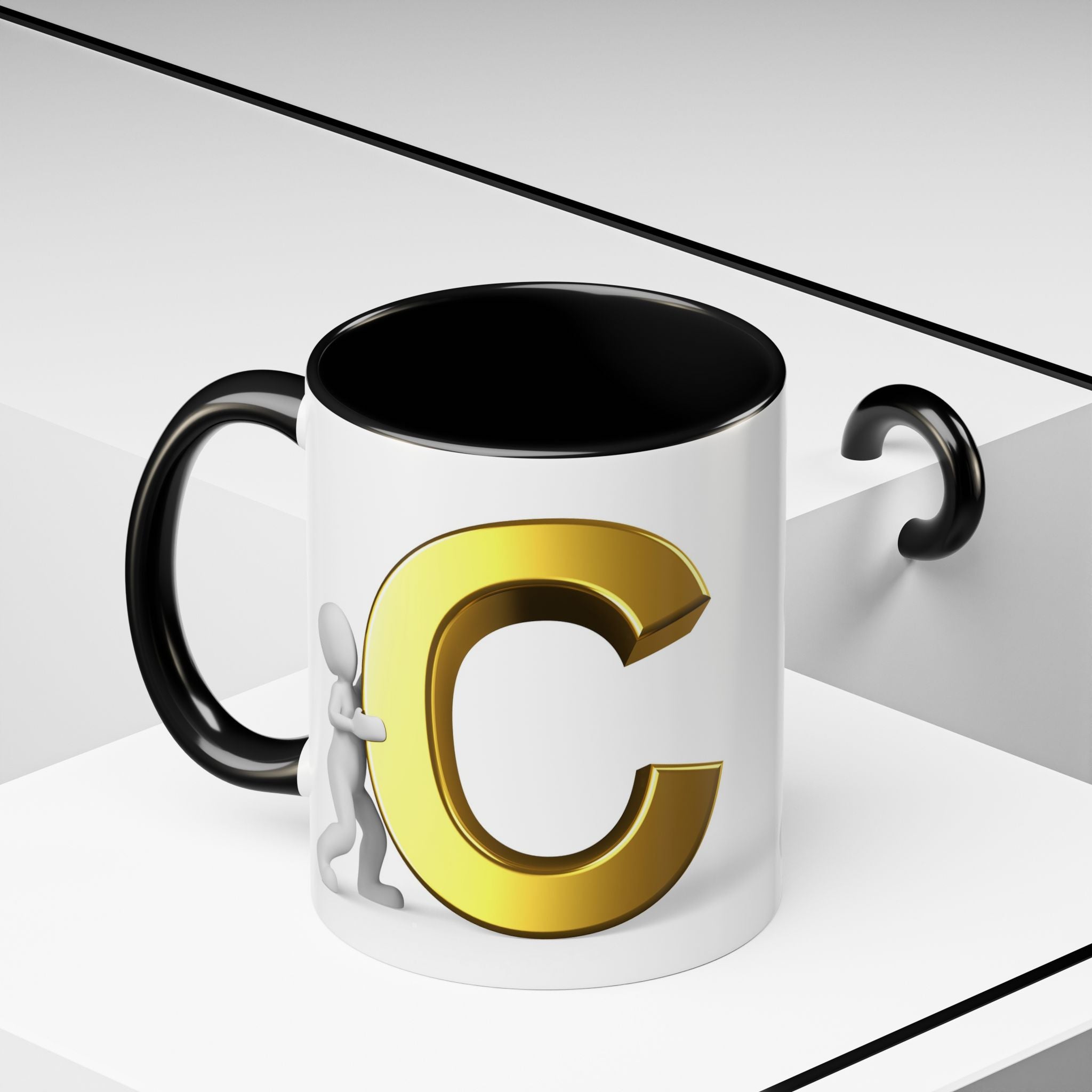 Tasse mit goldenem Buchstaben C | Akzent-Kaffeetasse, Initialbuchstabe C