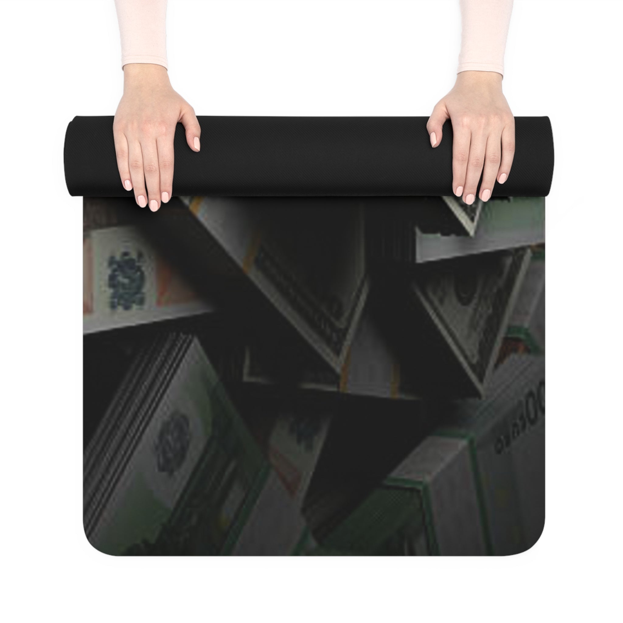 Stacks of Cash Rubber Yoga Mat | Money Print, Dollar Bill Pattern