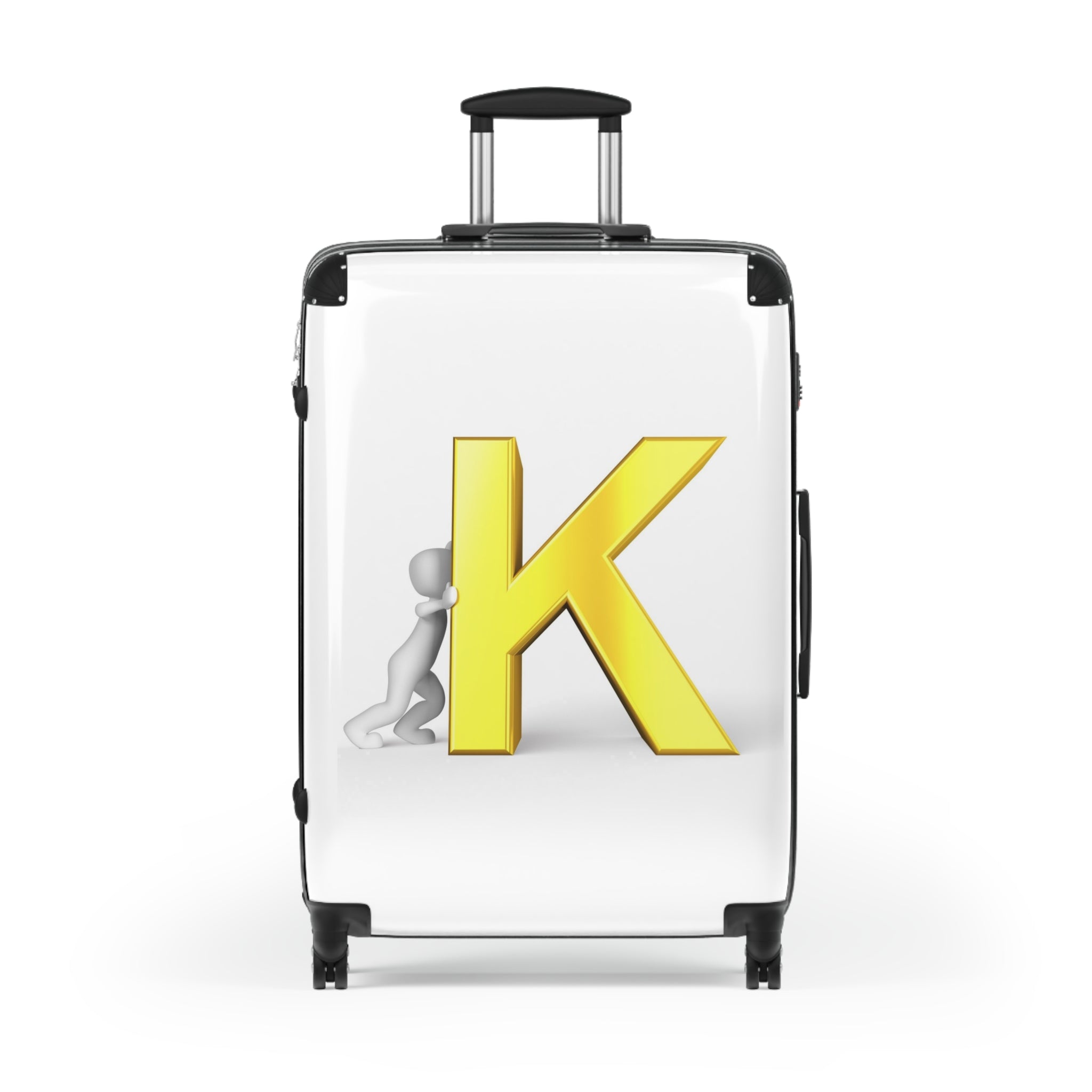 Yellow Letter K Monogram Suitcase | Personalized Initial Luggage