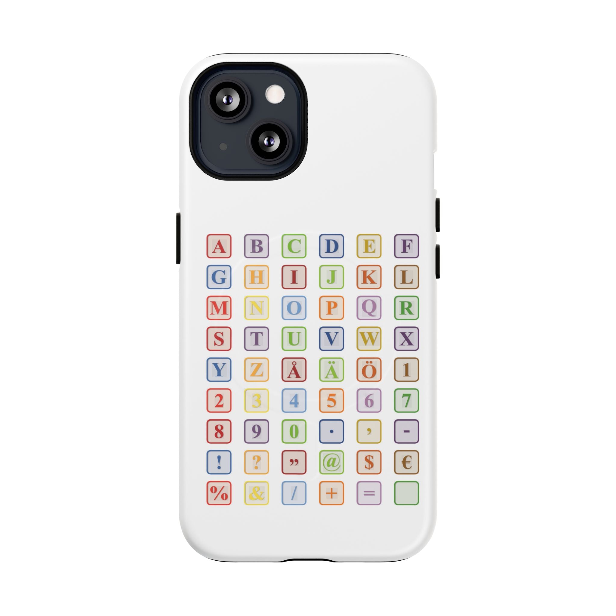 Coque de téléphone Alphabet Blocks | Coque magnétique résistante, grille de lettres colorées