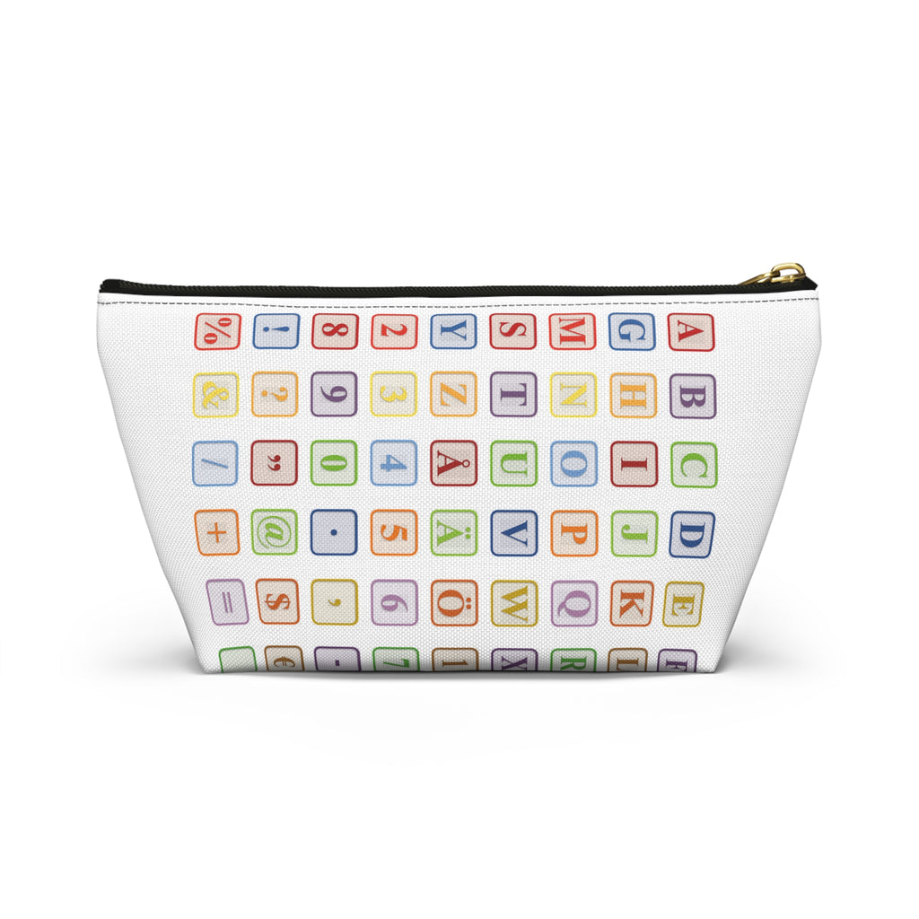 Alphabet Blocks Pattern Accessory Pouch | Letter Tile Makeup Bag