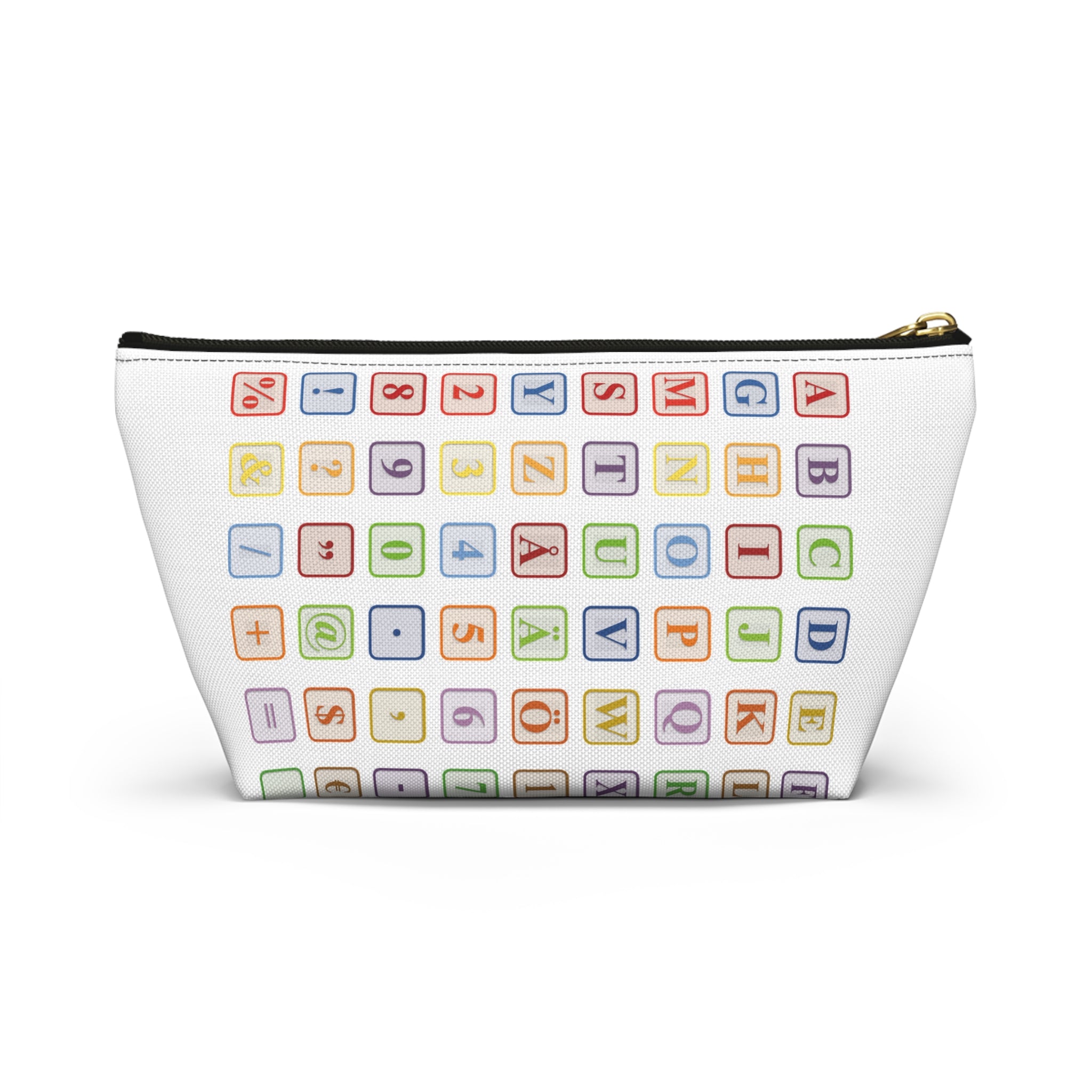 Alphabet Blocks Pattern Accessory Pouch | Letter Tile Makeup Bag