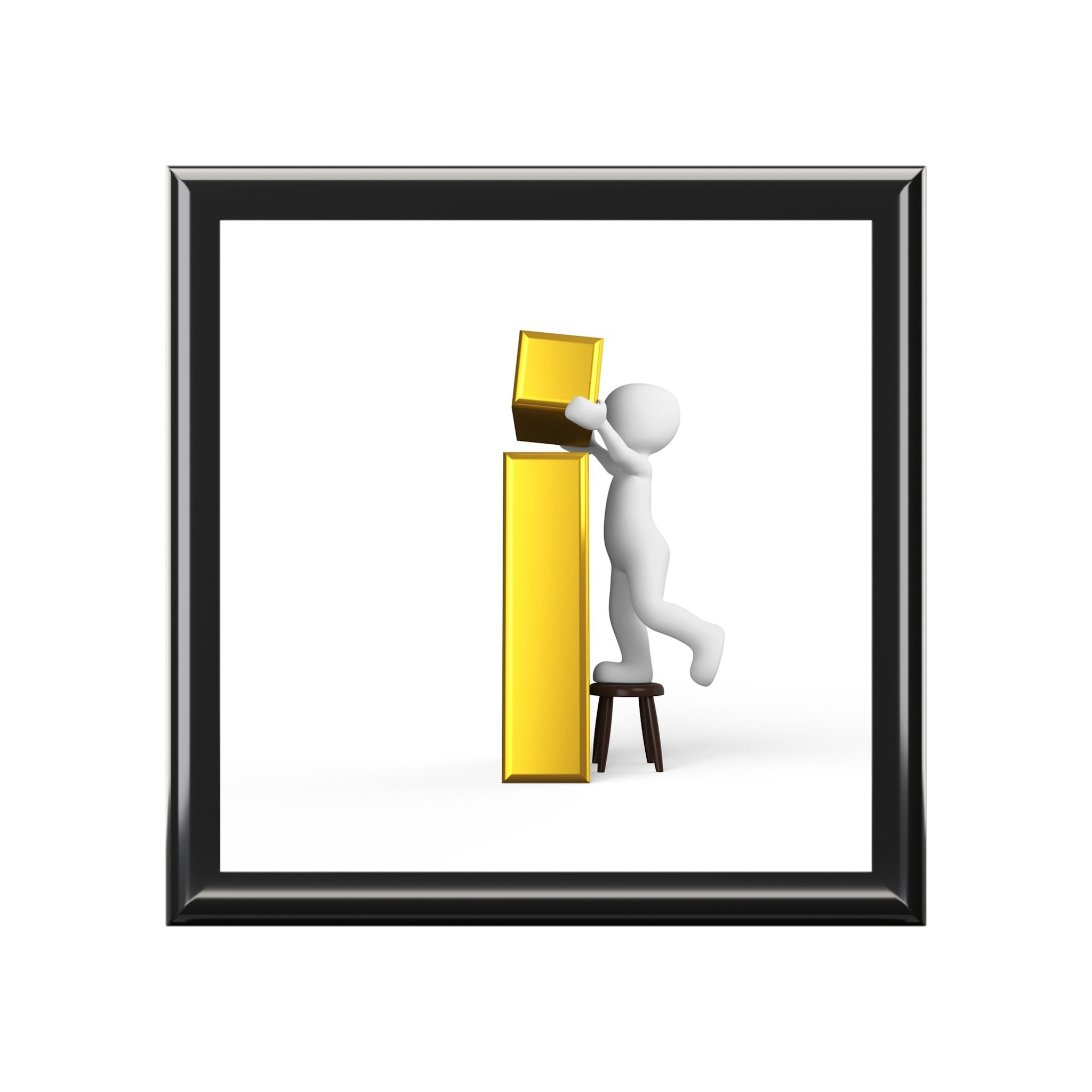 3D Person Placing Gold Letter I Jewelry Box | Decorative Trinket Keepsake