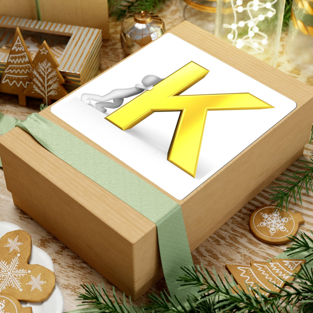 Yellow 3D Letter K Sticker | Kiss-Cut Letter K Decal