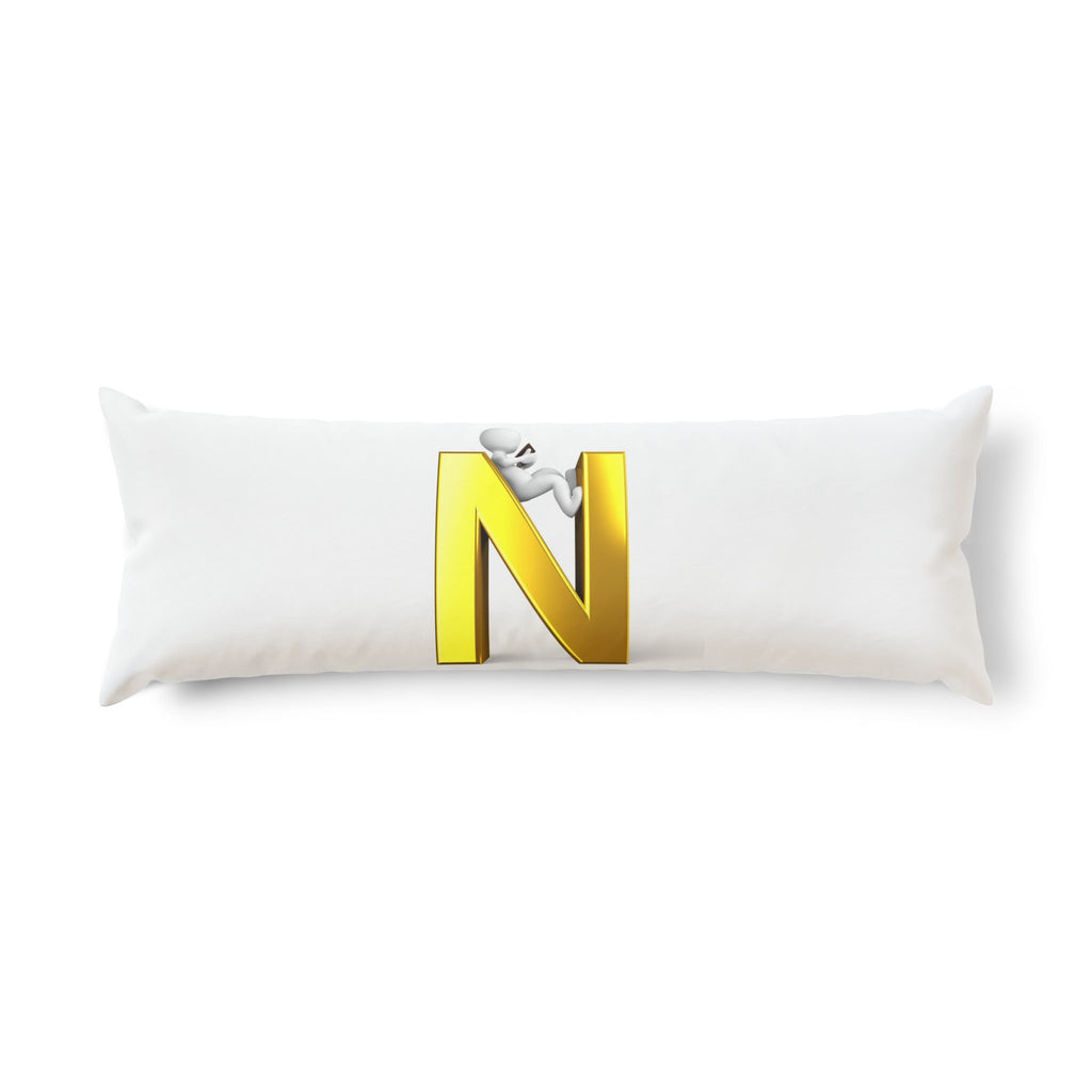 Gold Letter N monogram Body Pillow | Initial pillow, alphabet decorative