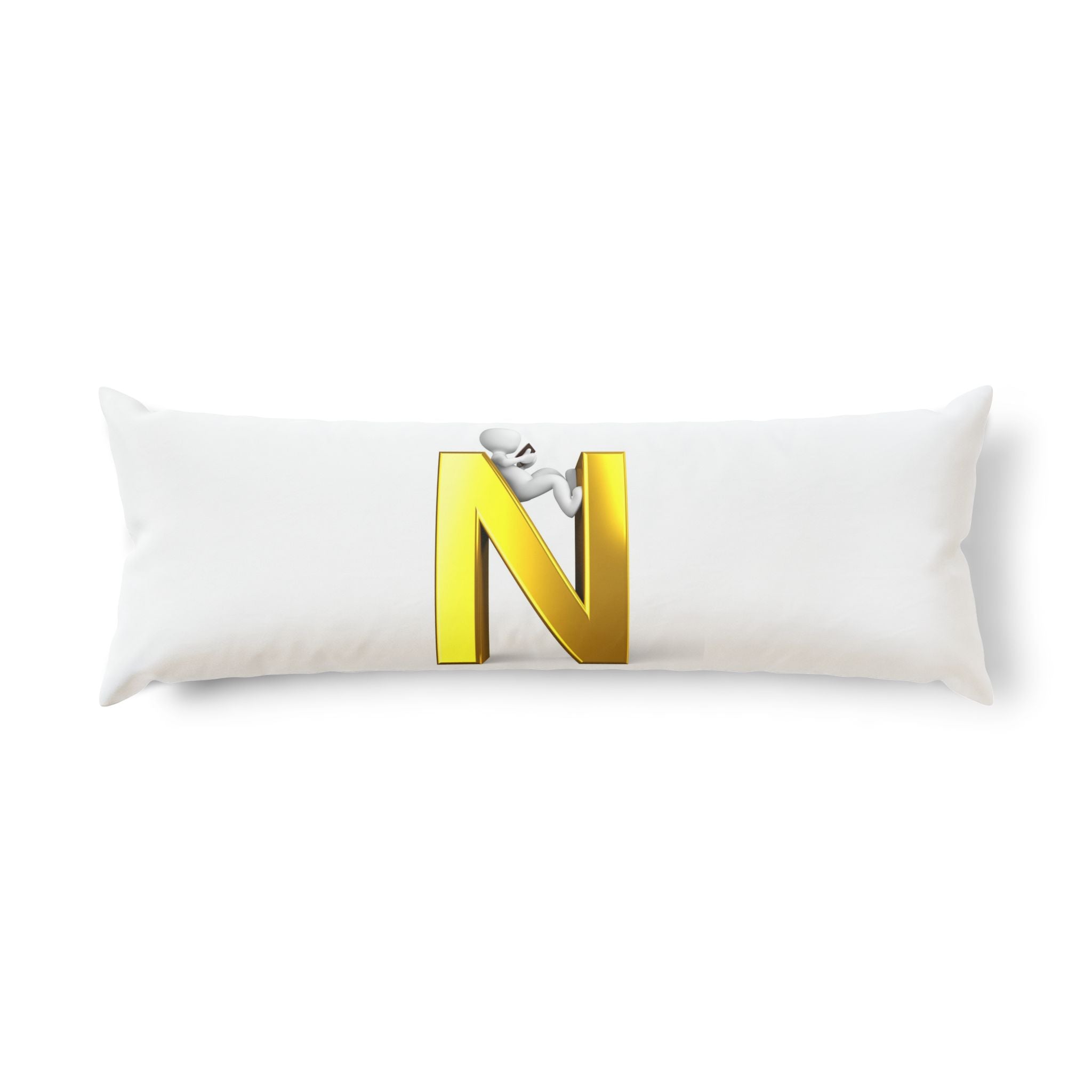 Gold Letter N monogram Body Pillow | Initial pillow, alphabet decorative