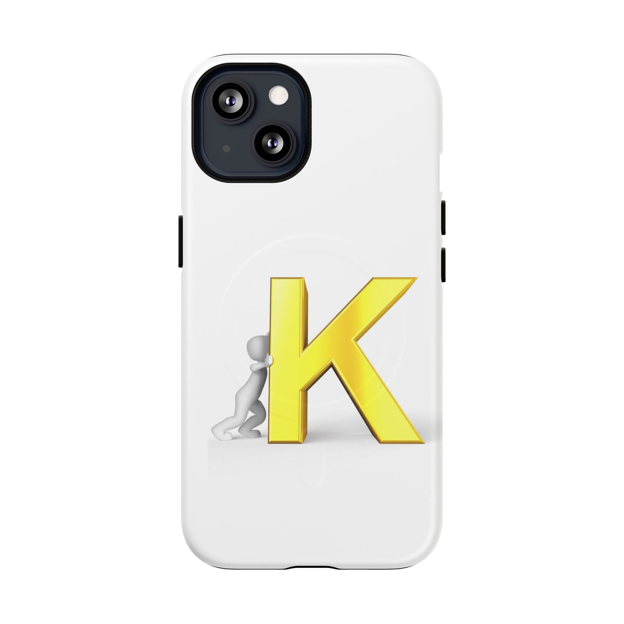 Yellow K Letter Phone Case | Tough Magnetic Case, Monogram Initial K