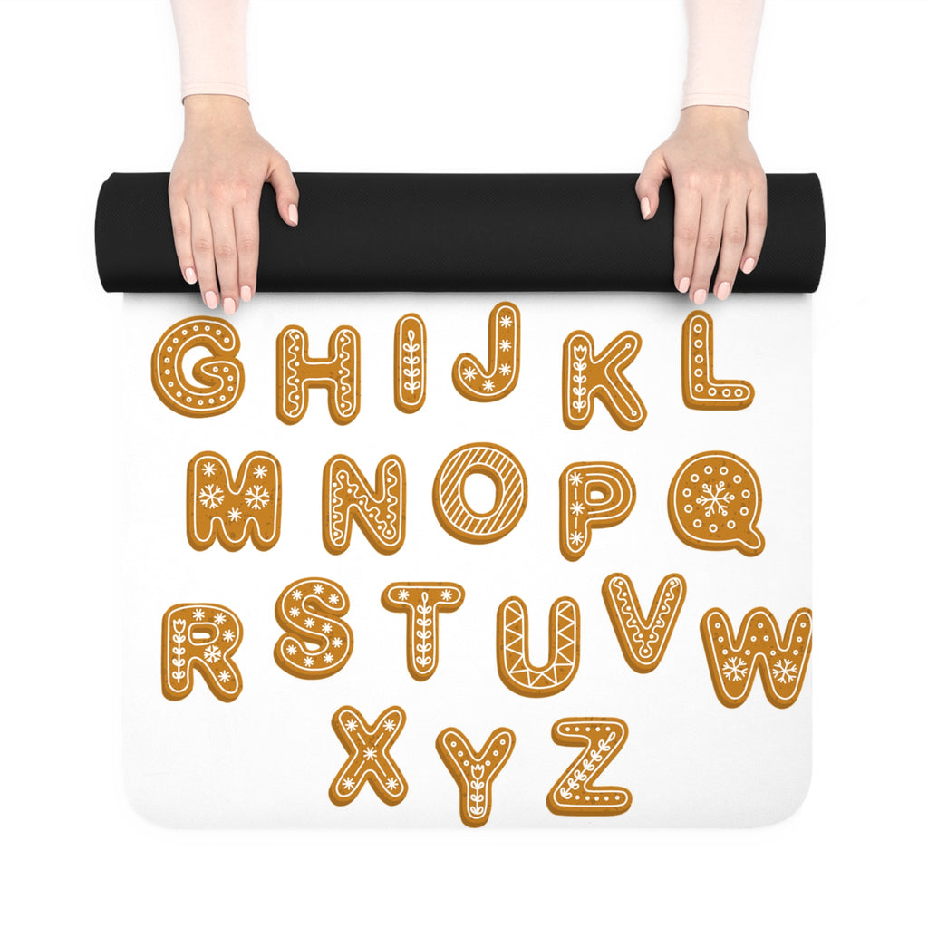 Alphabet Cookies Rubber Yoga Mat | Cookie Letter Pattern