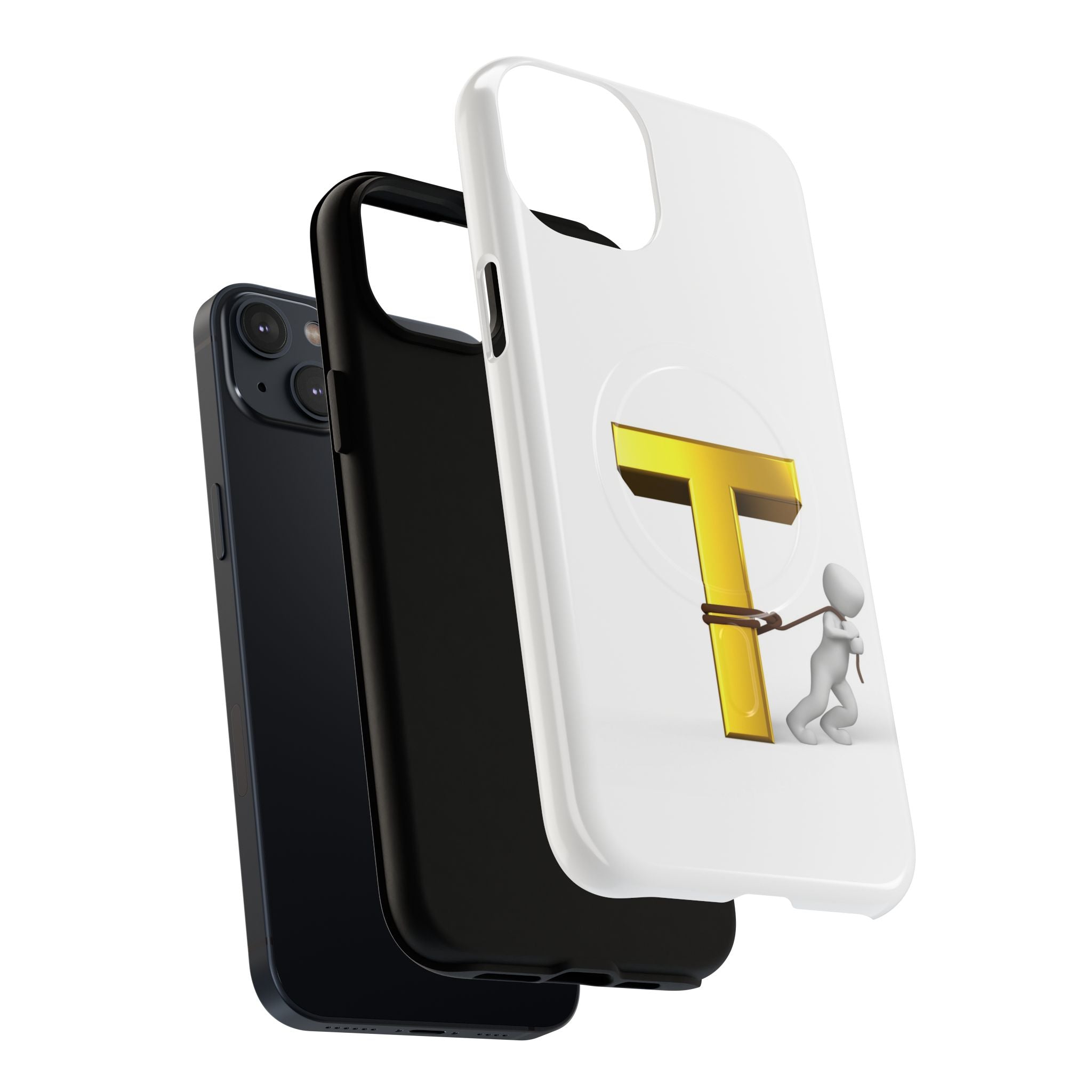 Gold Letter T with Tugging Figure phone case | Magnetic Tough Case