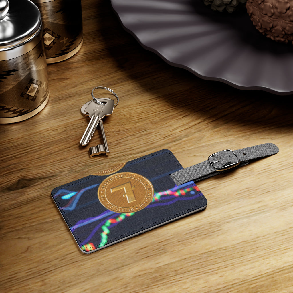 Gold Crypto Coin Pattern Luggage Tag | Rectangle Saffiano Polyester