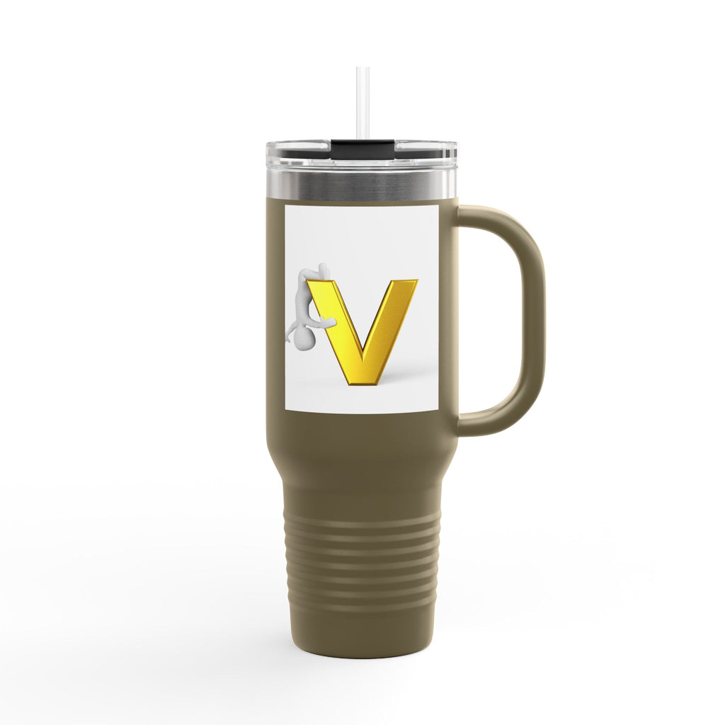 Gold Letter V Monogram Travel Mug | 40oz Insulated Tumbler
