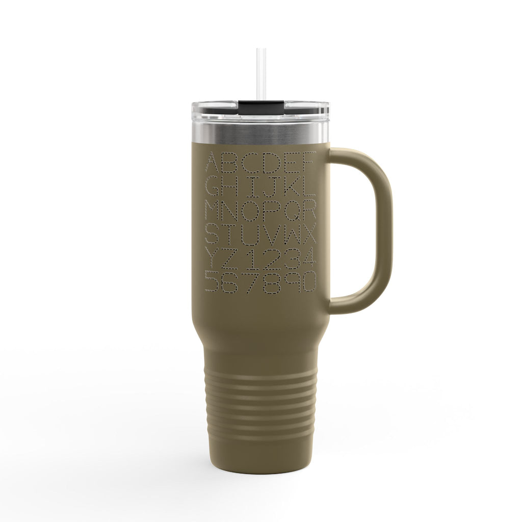 Alphabet Letters and Numbers Insulated Travel Mug | 40oz Tumbler
