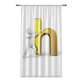 3D Gold Letter h with Figure Window Curtain | Alphabet Monogram Sheer Panel