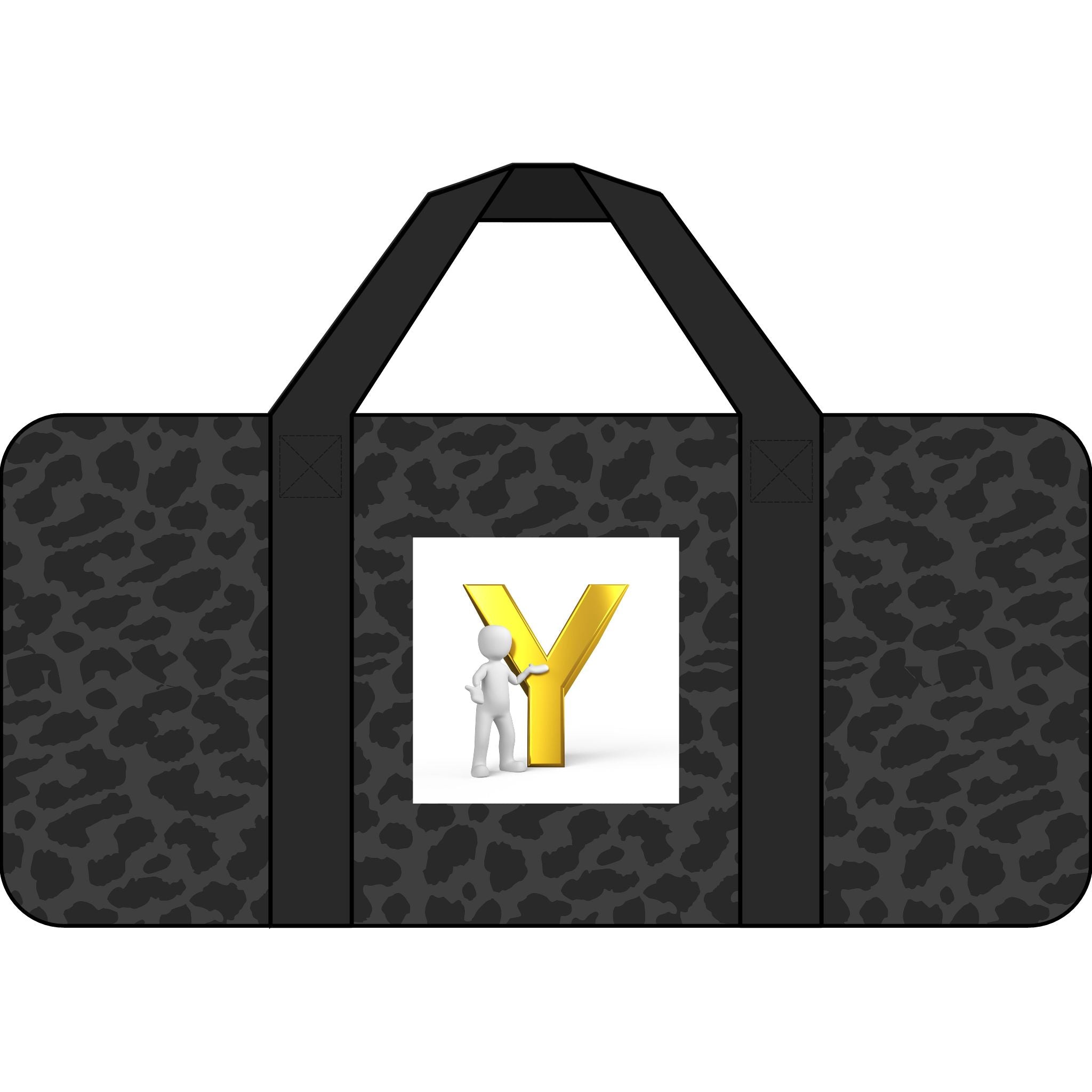 Gold Letter Y Graphic Tripper Duffel Bag | Checker or Camo Strap