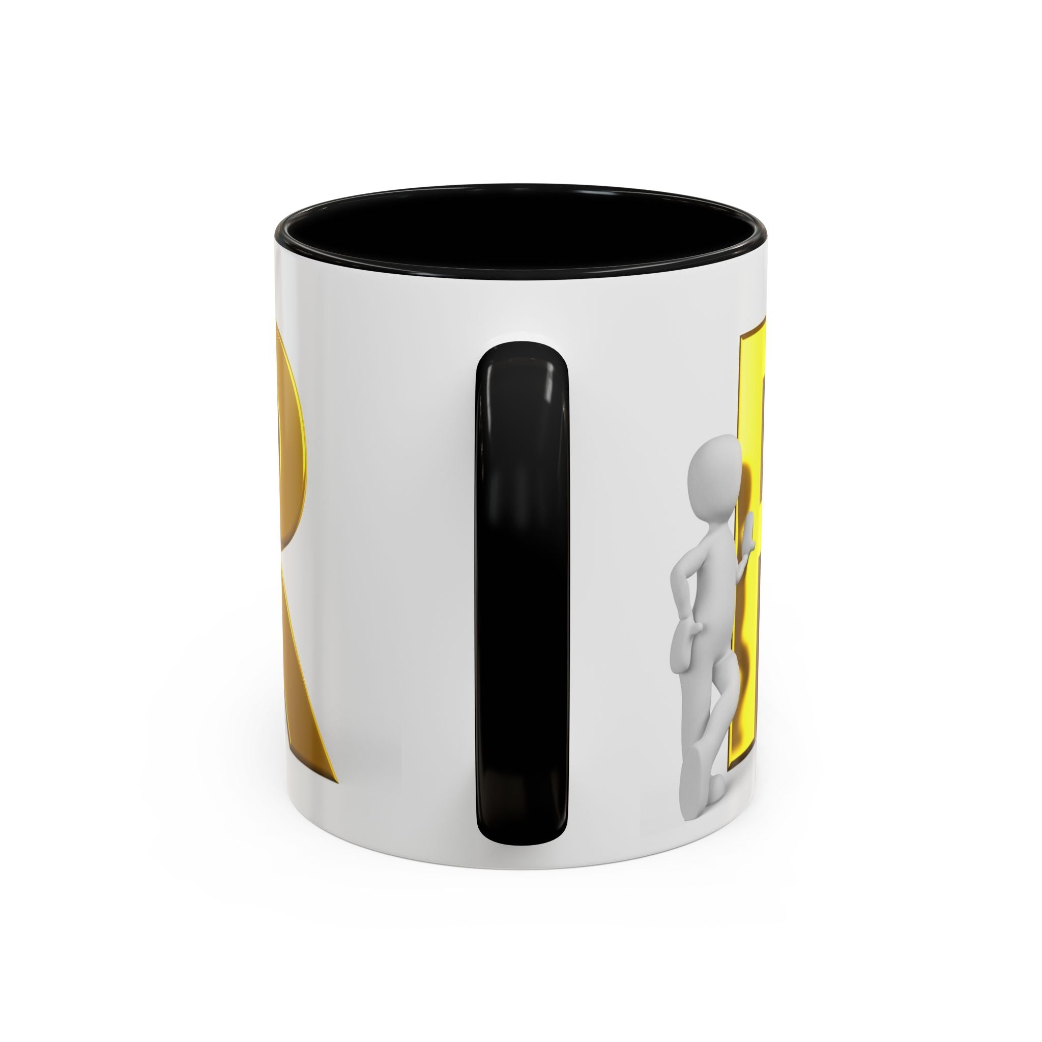 Gold Letter R with 3D Figure Accent Coffee Mug | Monogram Initial Mug