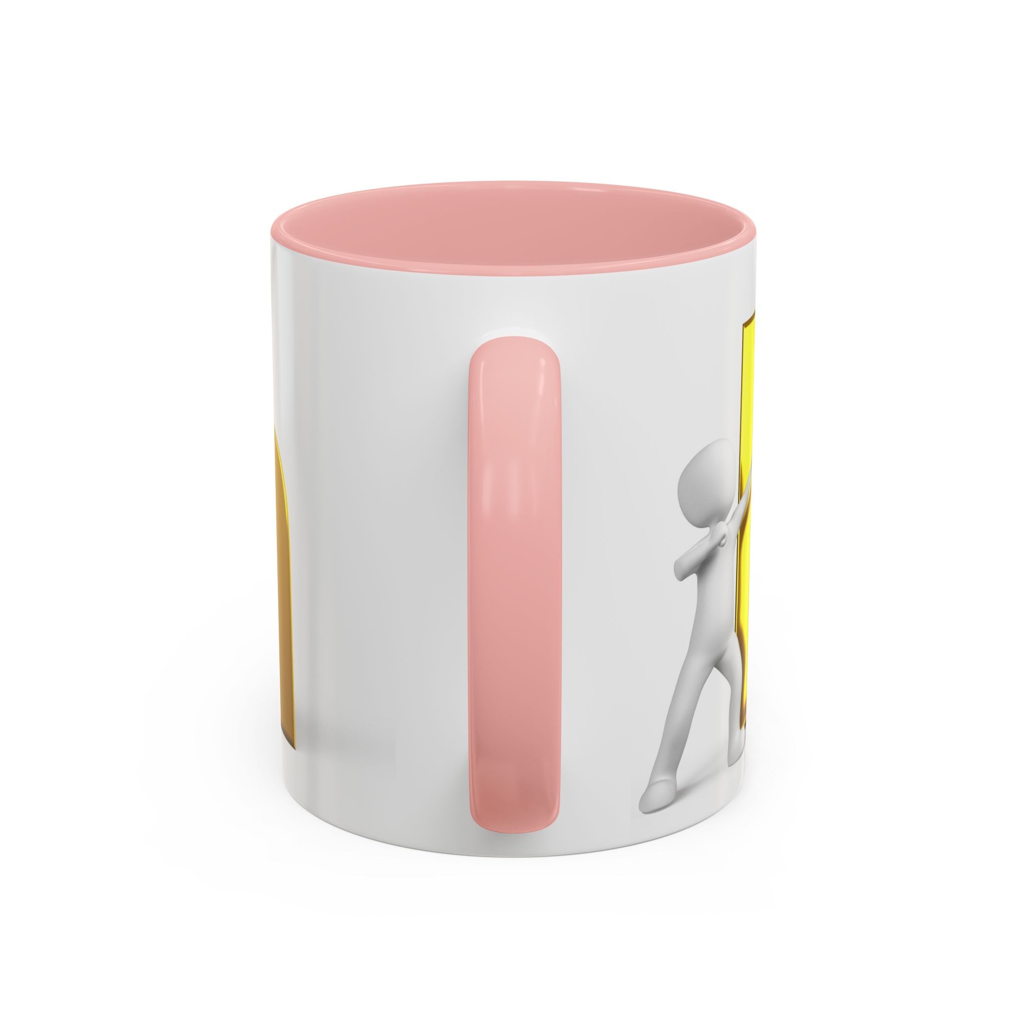 3D Stick Figure Pushing Gold Letter h Mug | Accent Coffee Mug 11/15oz