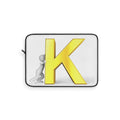 Yellow 3D Letter K with Figure Laptop Sleeve | Initial Monogram