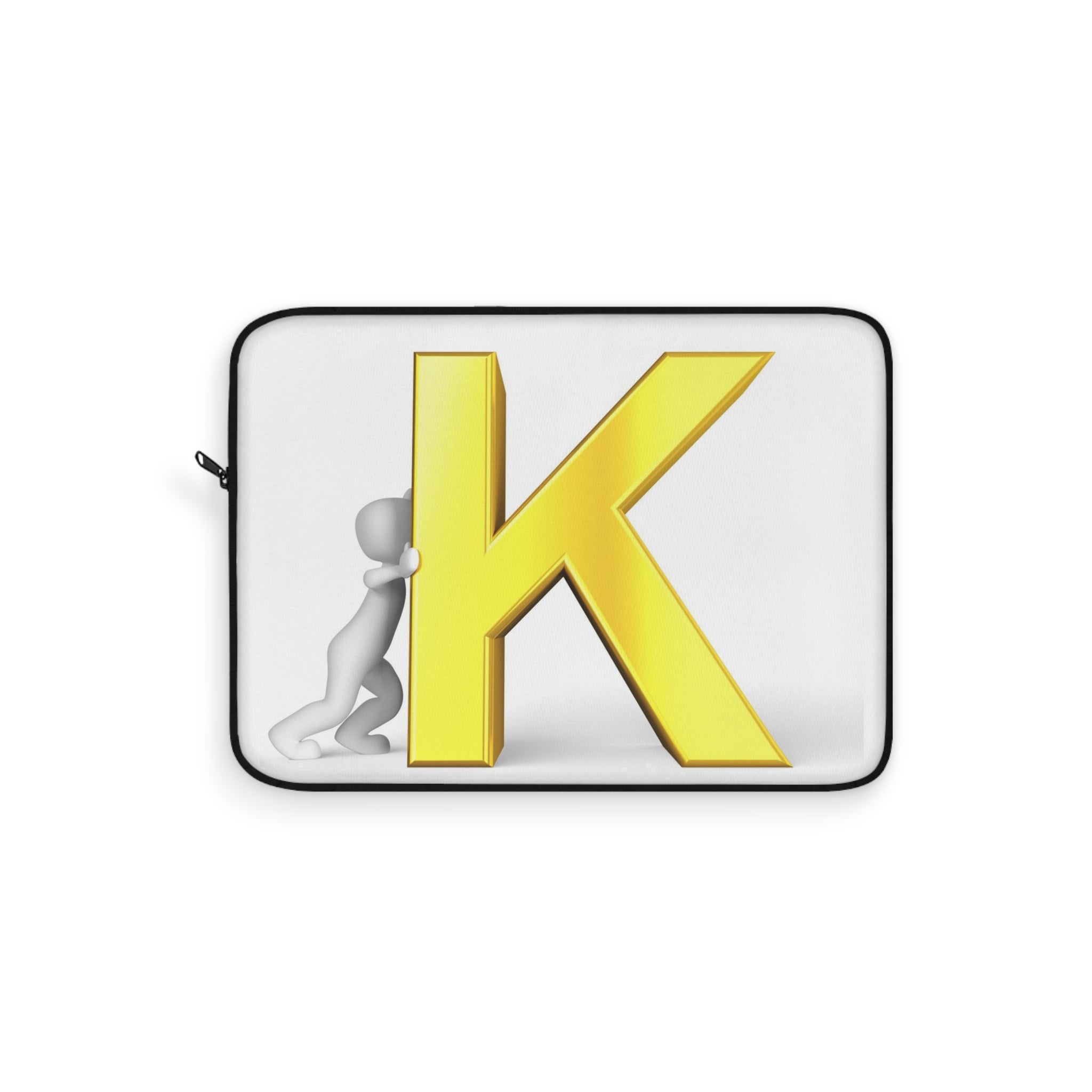 Yellow 3D Letter K with Figure Laptop Sleeve | Initial Monogram