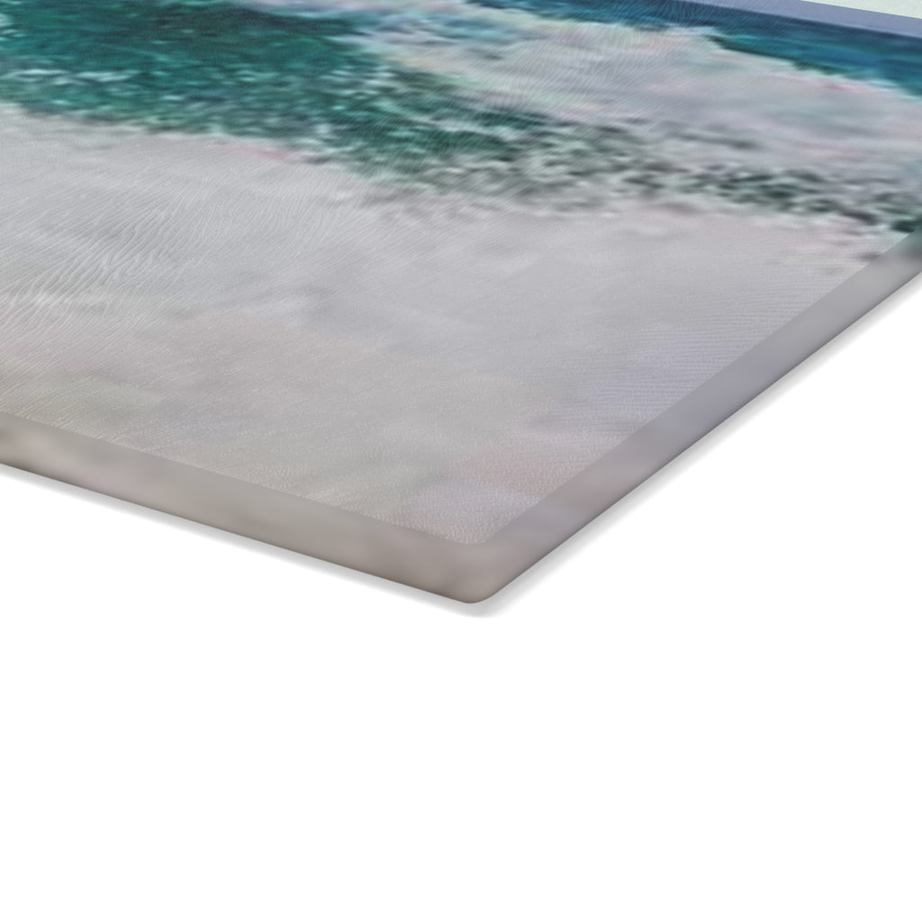 Ocean Wave Glass Cutting Board | Sea Shore Kitchen Decor, Coastal Art