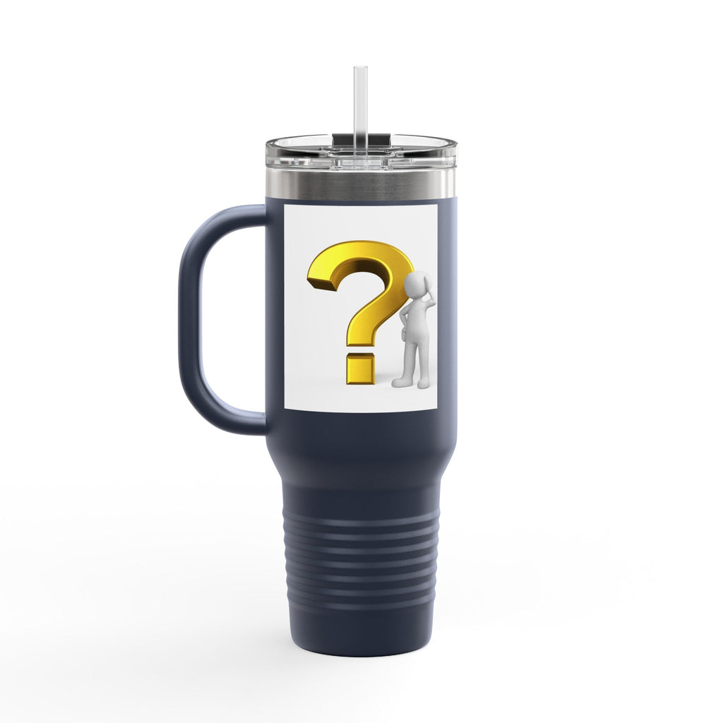 3D Gold Question Mark Illustration Travel Mug | 40oz Insulated Tumbler