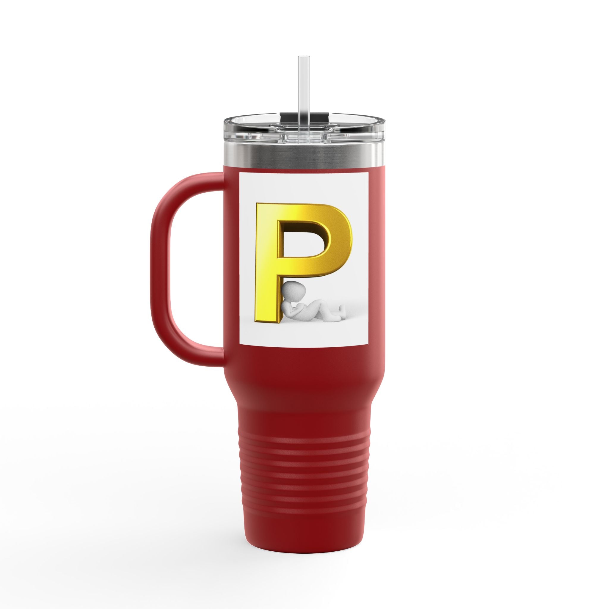 Gold Letter P Monogram Travel Mug | 40oz Insulated Tumbler