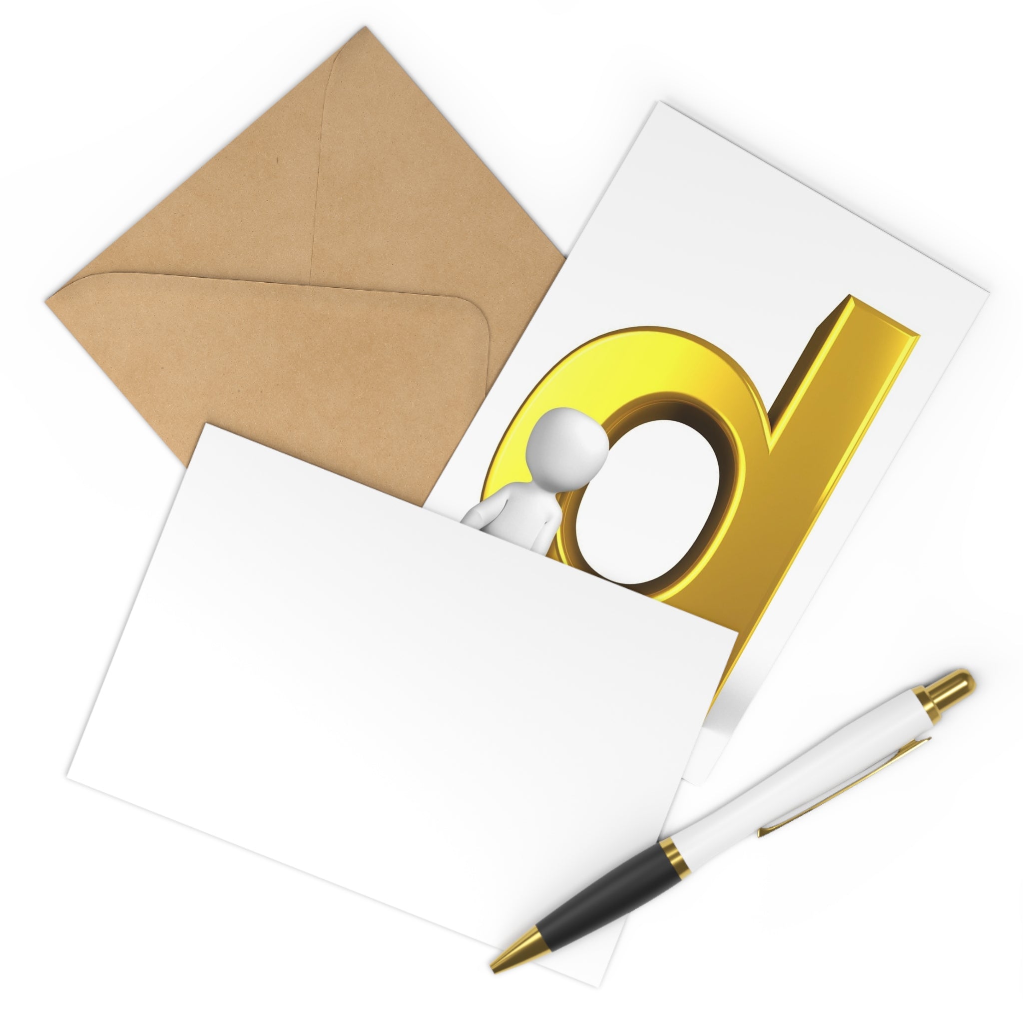 3D Gold Letter D Postcard Set | Alphabet Postcards (7 pcs)