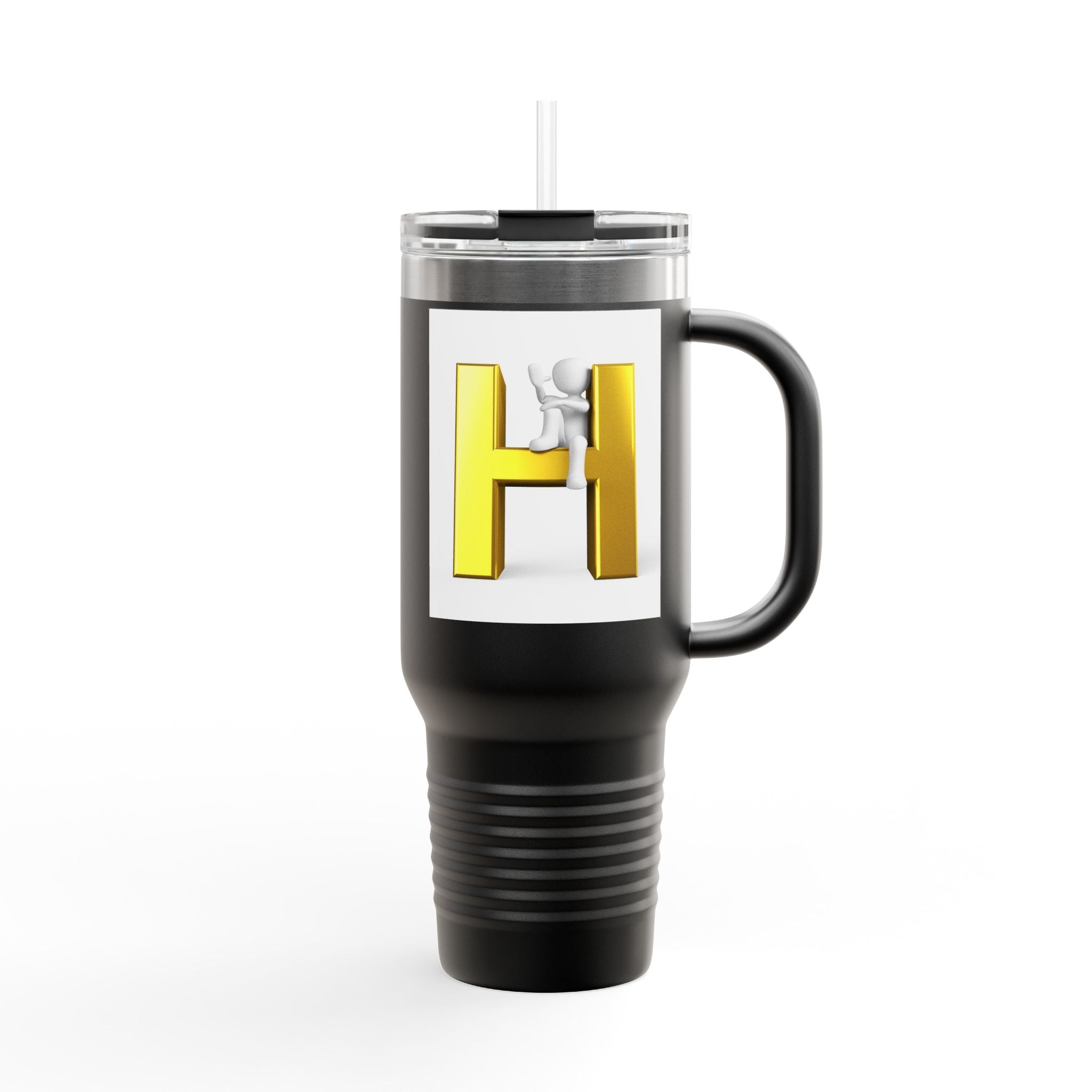3D Yellow Letter H Monogram Travel Mug | 40oz Insulated Tumbler