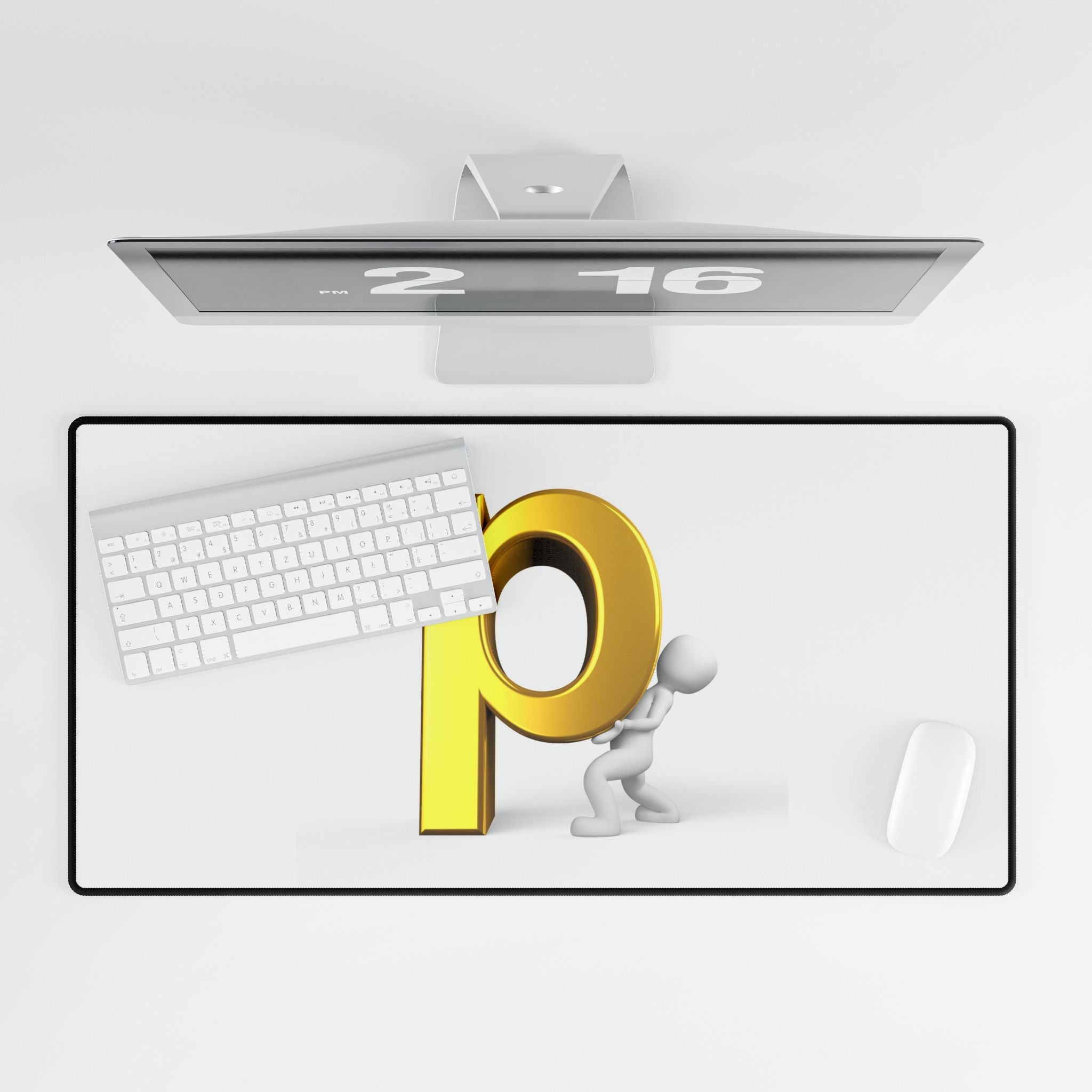Golden Letter P Desk Mat | Alphabet Initial Mousepad Deskpad