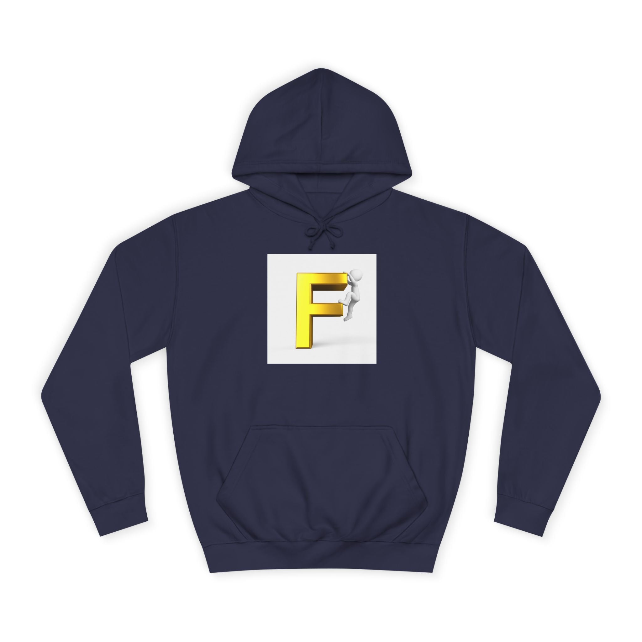 3D Gold Letter F Hoodie | Climbing Figurine Letterman Style