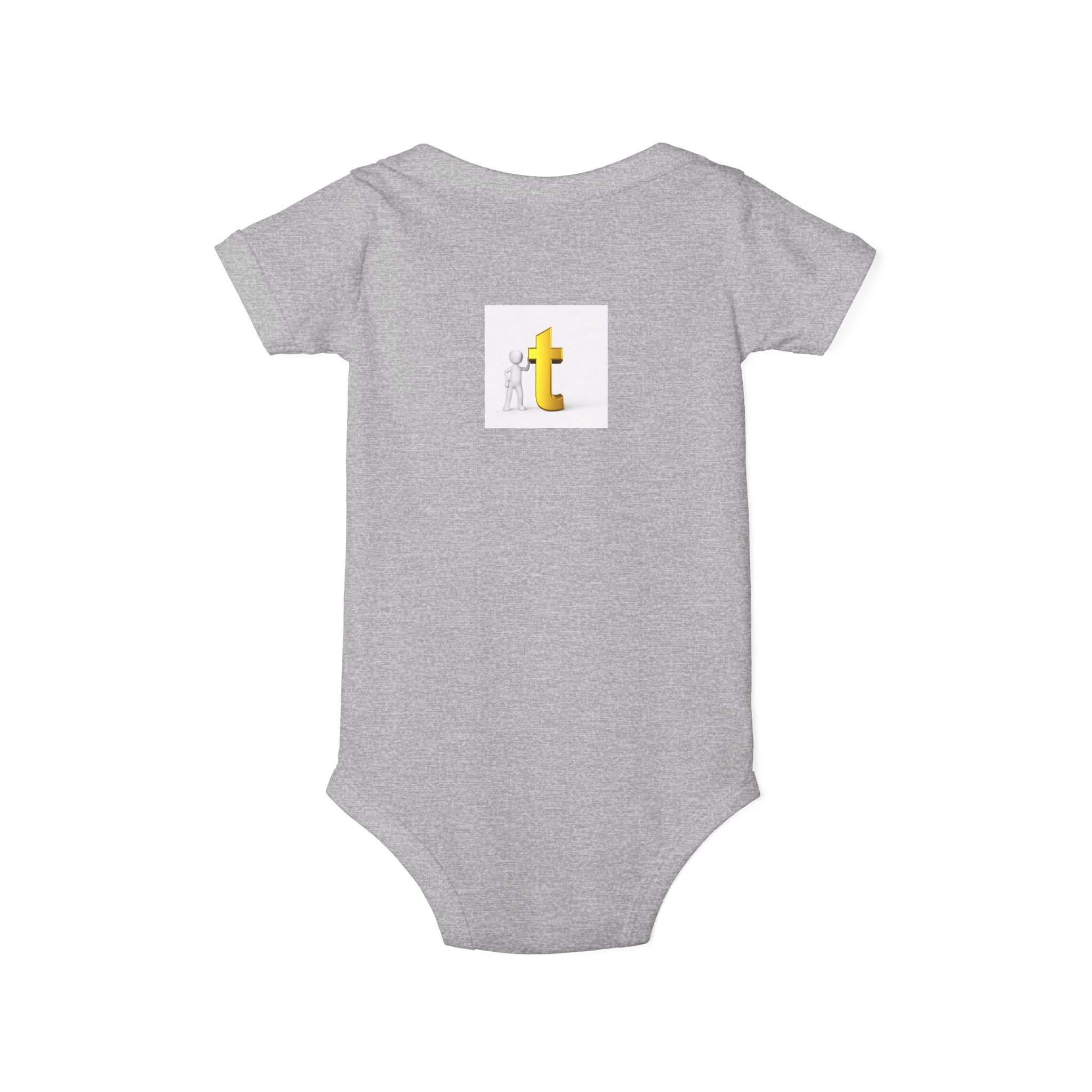 Yellow Letter T Baby Onesie | Infant Jersey One Piece, Minimal Initial Graphic