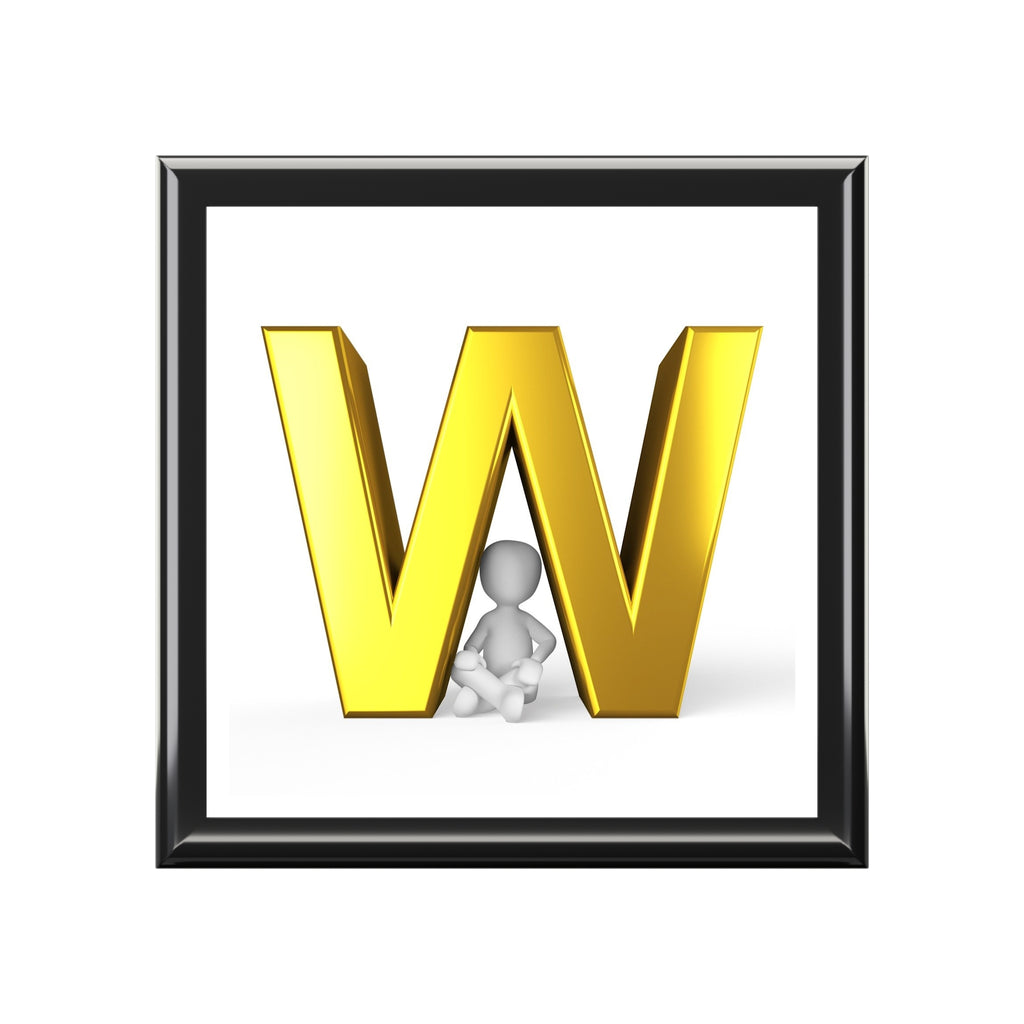Gold Letter W Monogram Jewelry Box | Personalized Initial Keepsake